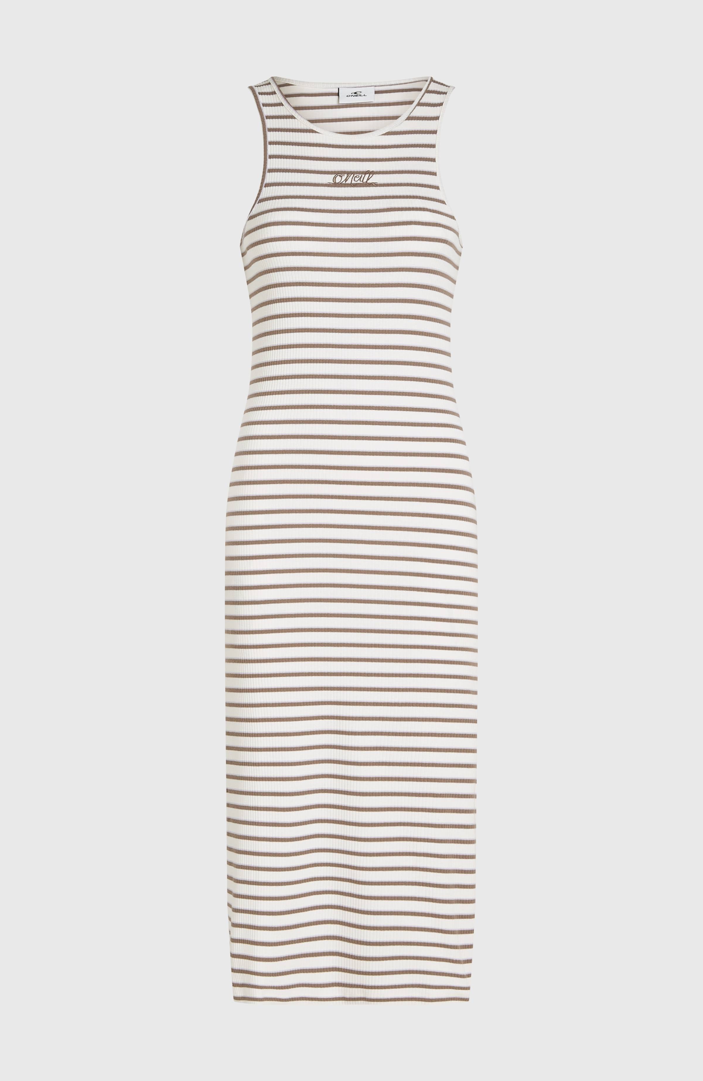Jess Midi Rib Dress White Yarn Dye Stripe