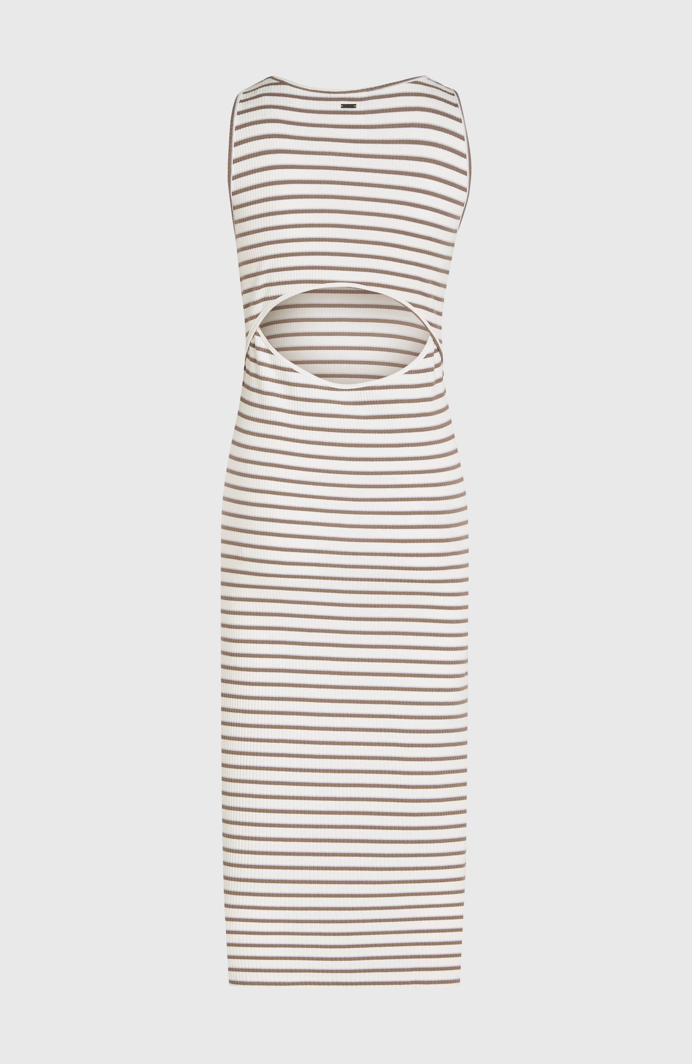 Jess Midi Rib Dress White Yarn Dye Stripe