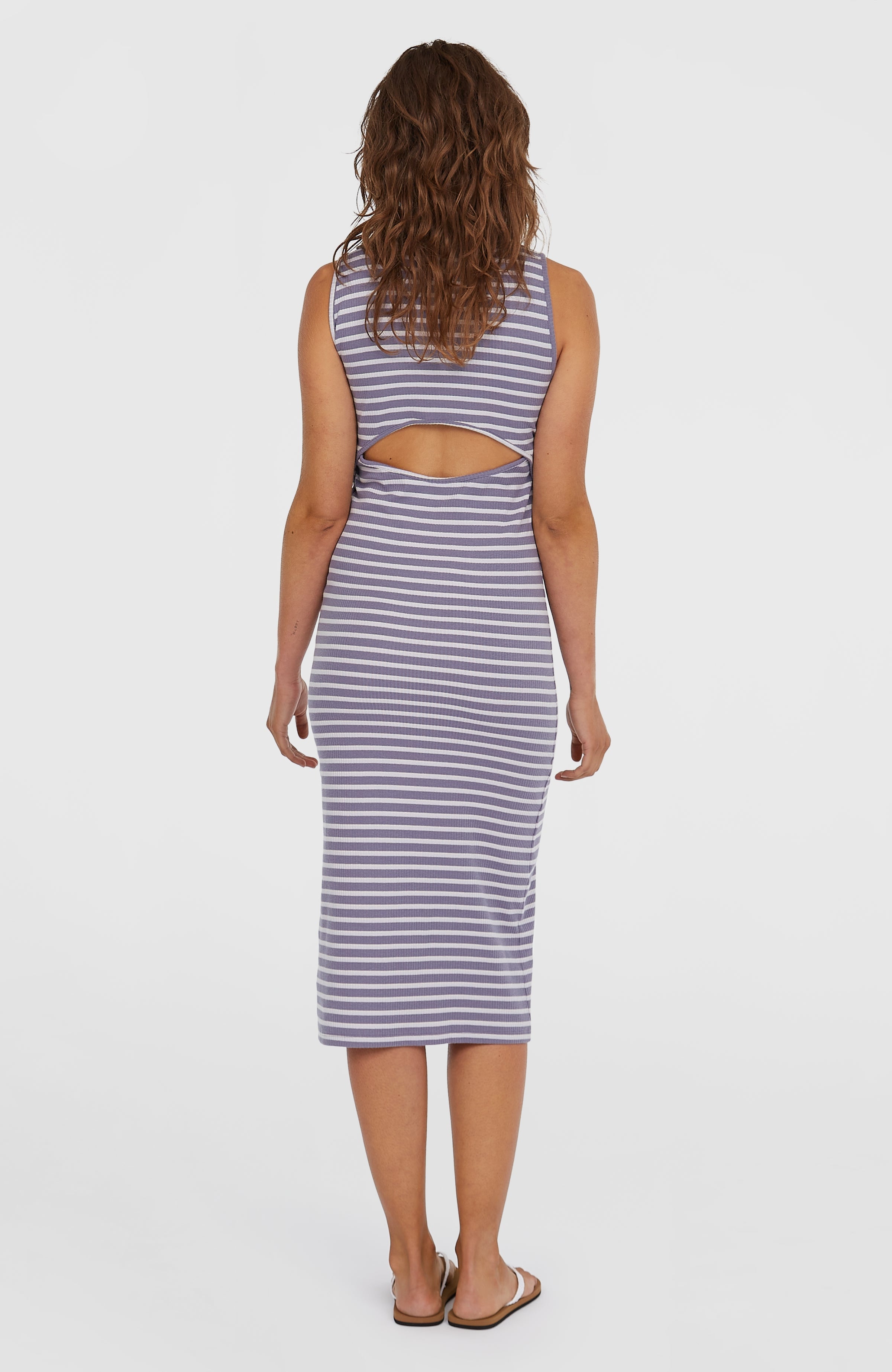 Jess Midi Rib Dress Purple Yarn Dye Stripe