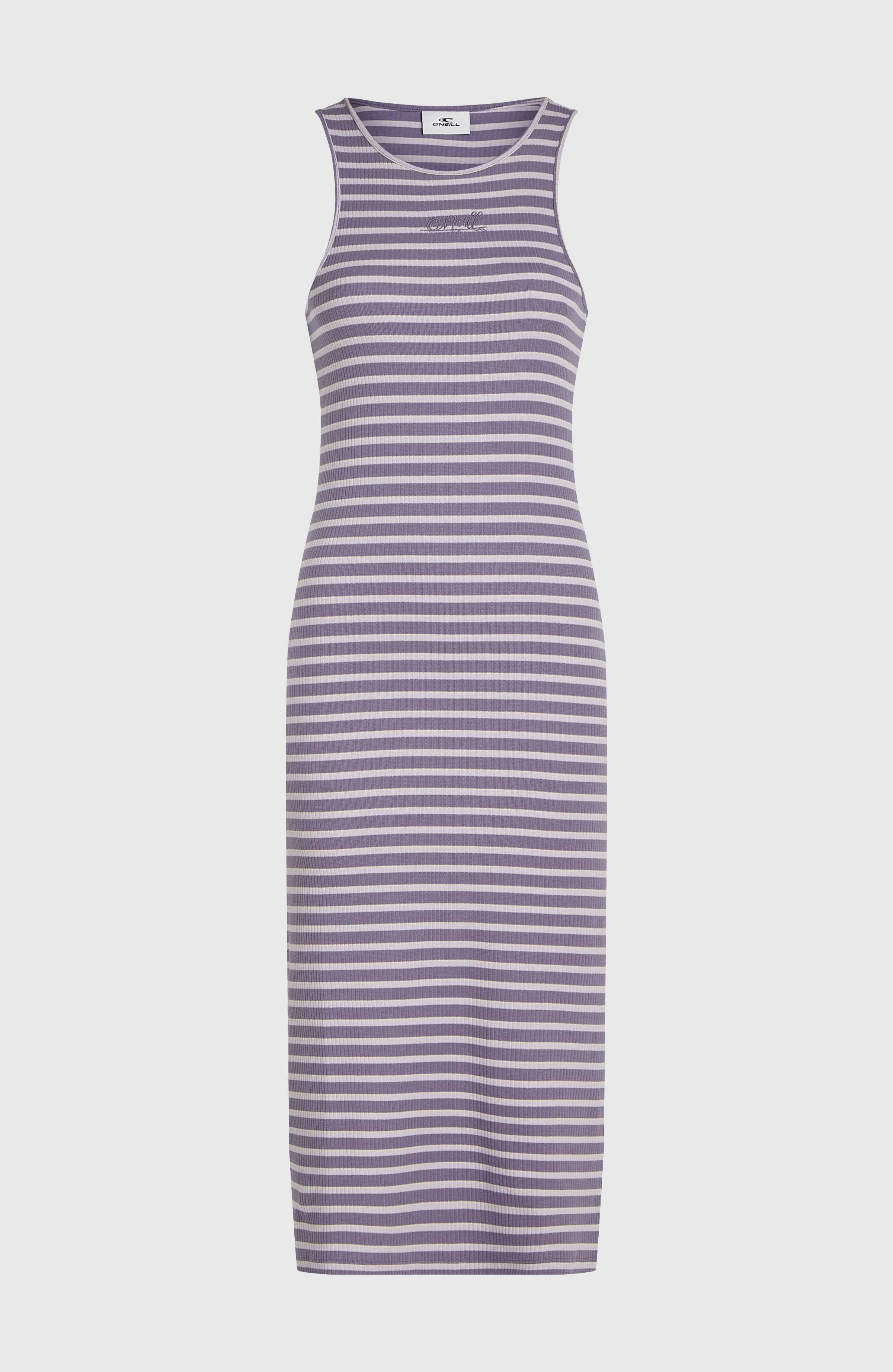 Jess Midi Rib Dress Purple Yarn Dye Stripe