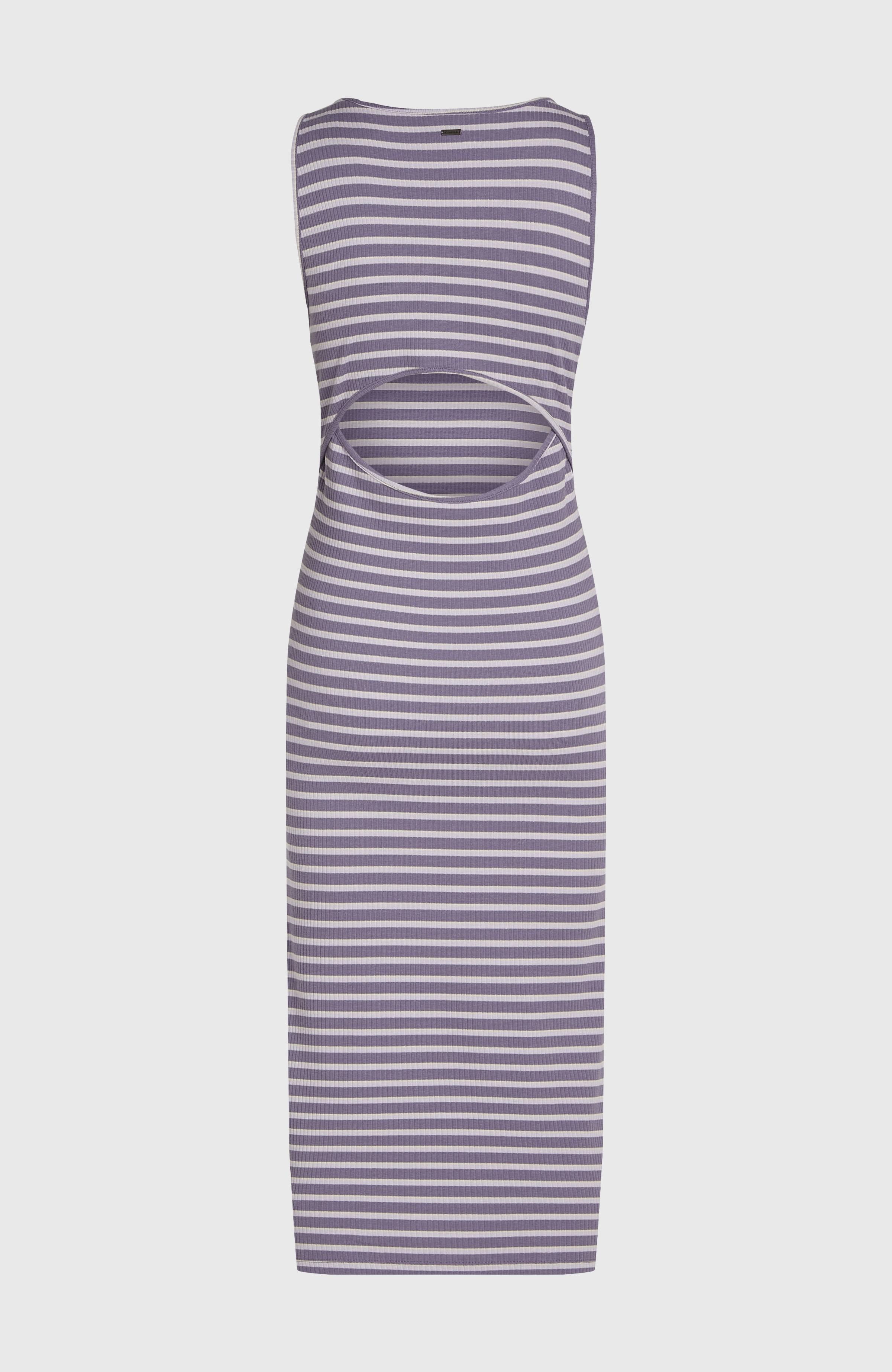 Jess Midi Rib Dress Purple Yarn Dye Stripe