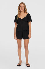 Johnny Smocked Waist Shorts Black Out