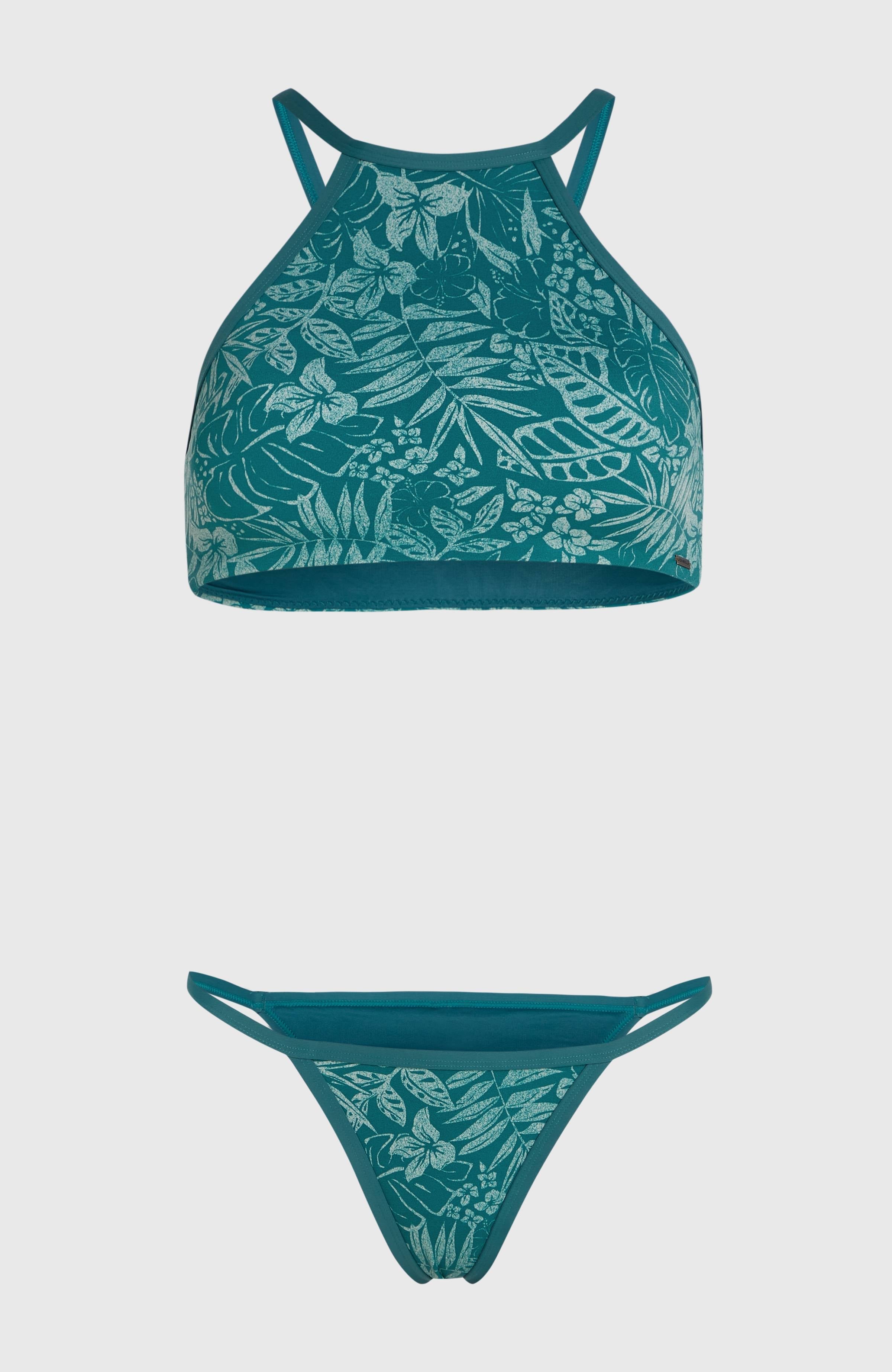 High-Neck Bikini Set Green Island Sky