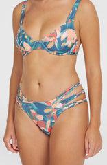 Boulders Strappy Sides Bikini Bottoms Blue Painted Tropics