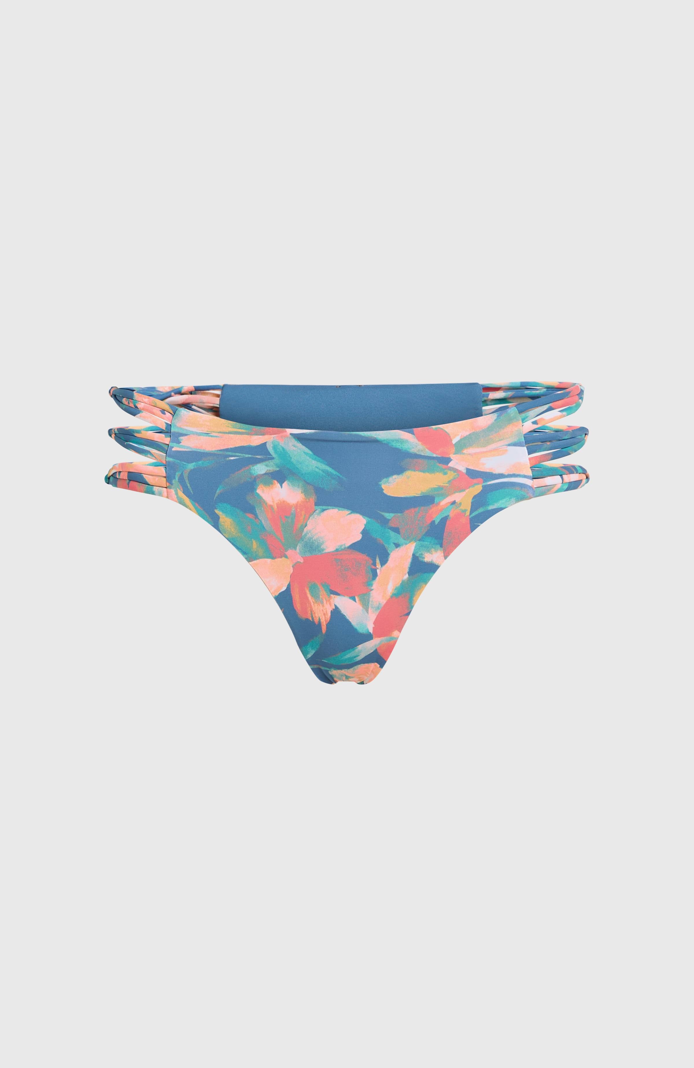 Boulders Strappy Sides Bikini Bottoms Blue Painted Tropics