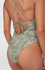Jaida Swimsuit Green Textured Jungle