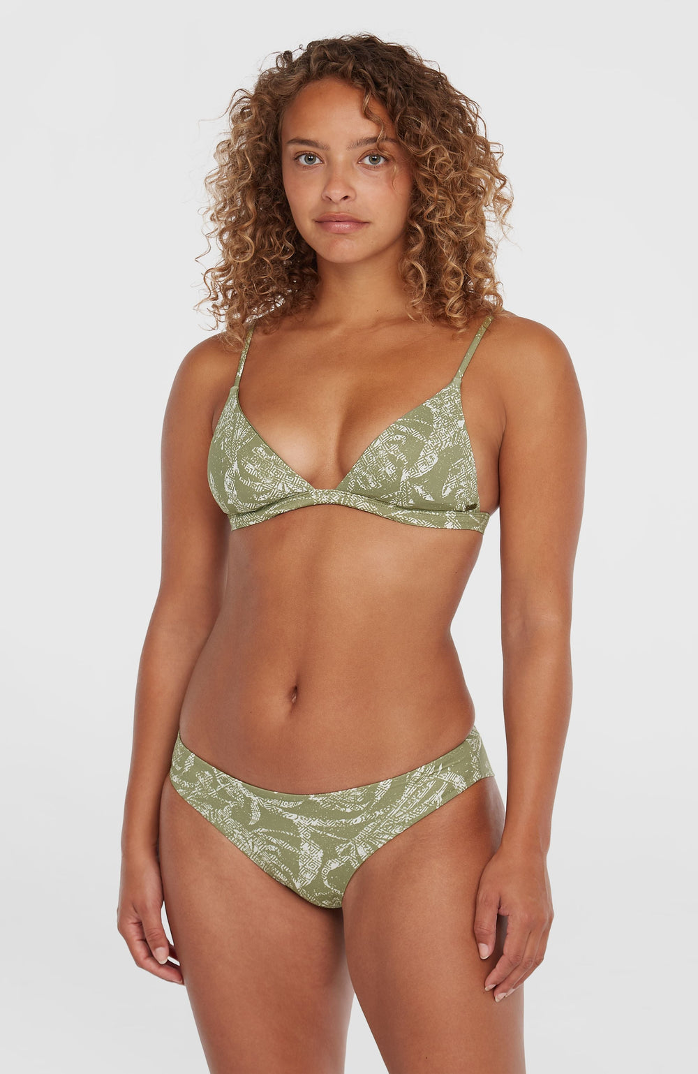 Seaside Tri Bikini Top Green Textured Jungle