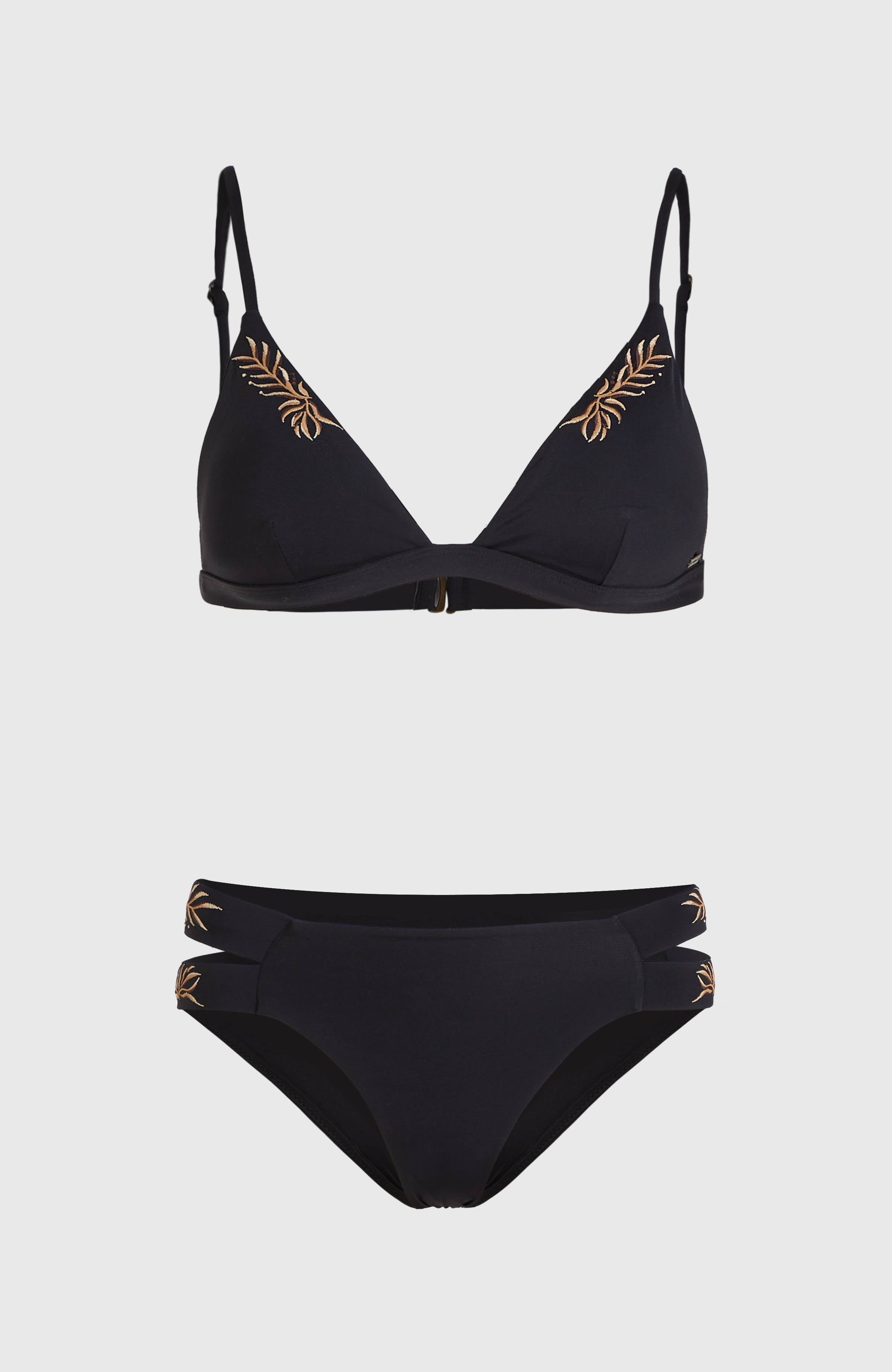 Seaside Boulder Embroidery Bikini Set Black Out