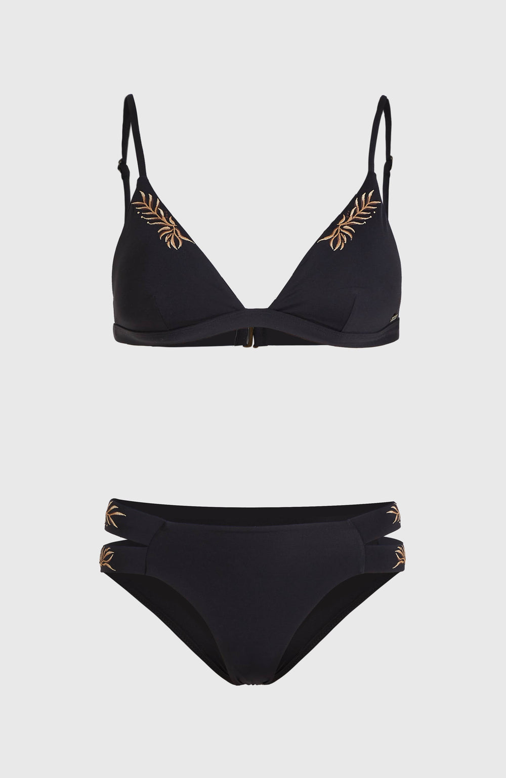 Seaside Boulder Embroidery Bikini Set Black Out