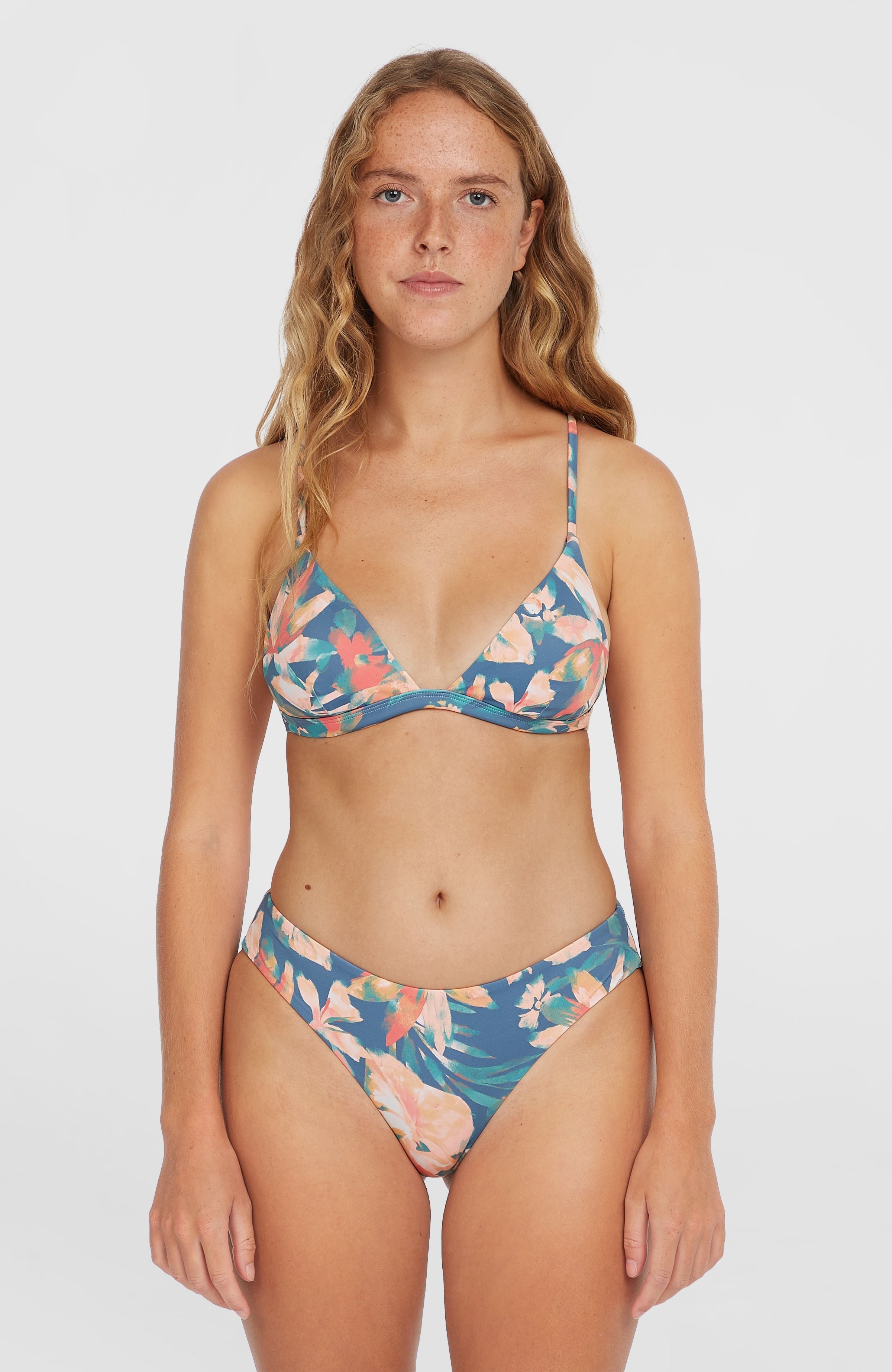 Seaside Tri Bikini Top Blue Painted Tropics