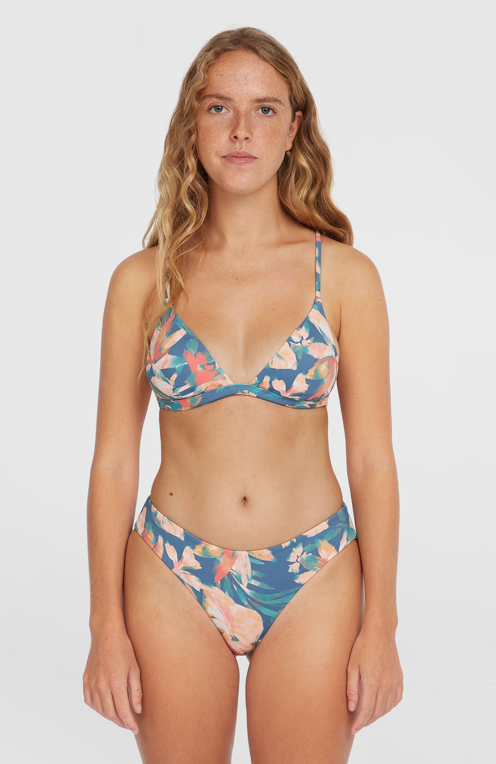 Seaside Tri Bikini Top Blue Painted Tropics