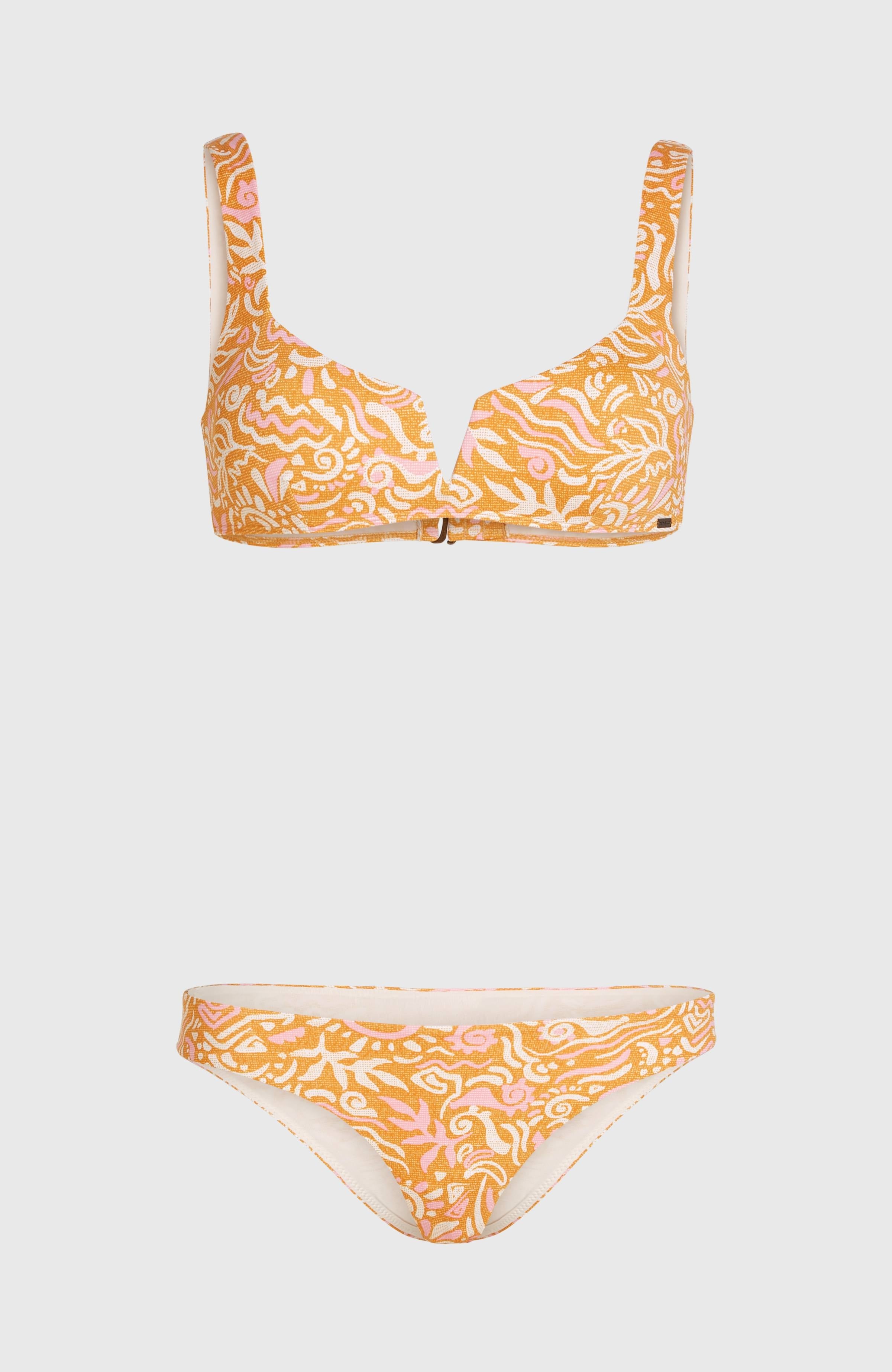 Women Of The Wave Popoyo Matira Bikini Set Orange Abstract Wave