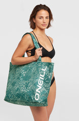 Coastal Print Tote Bag Green Island Sky