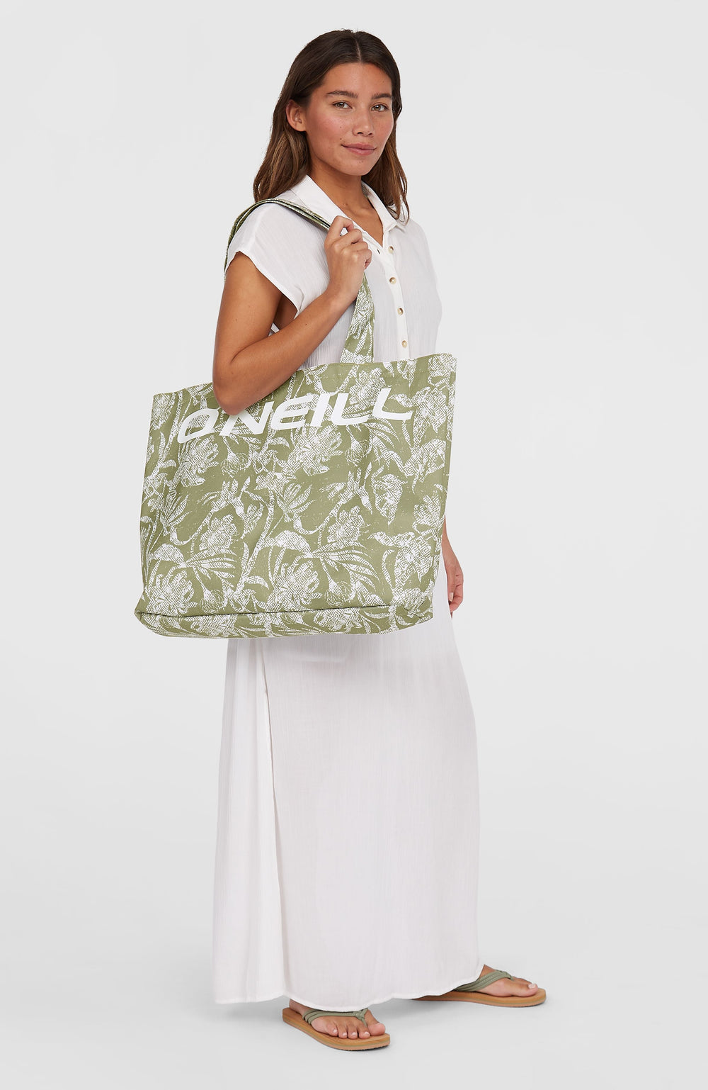 Coastal Print Tote Bag Green Textured Jungle