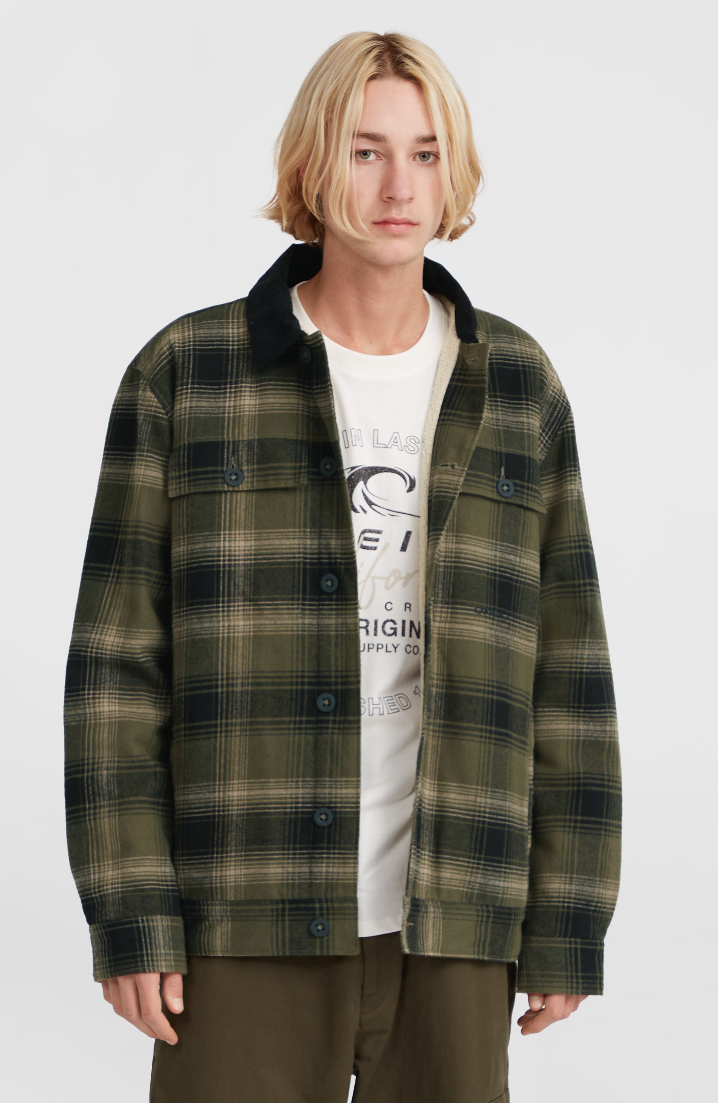 Fleece-Lined Jacket Green Check Small