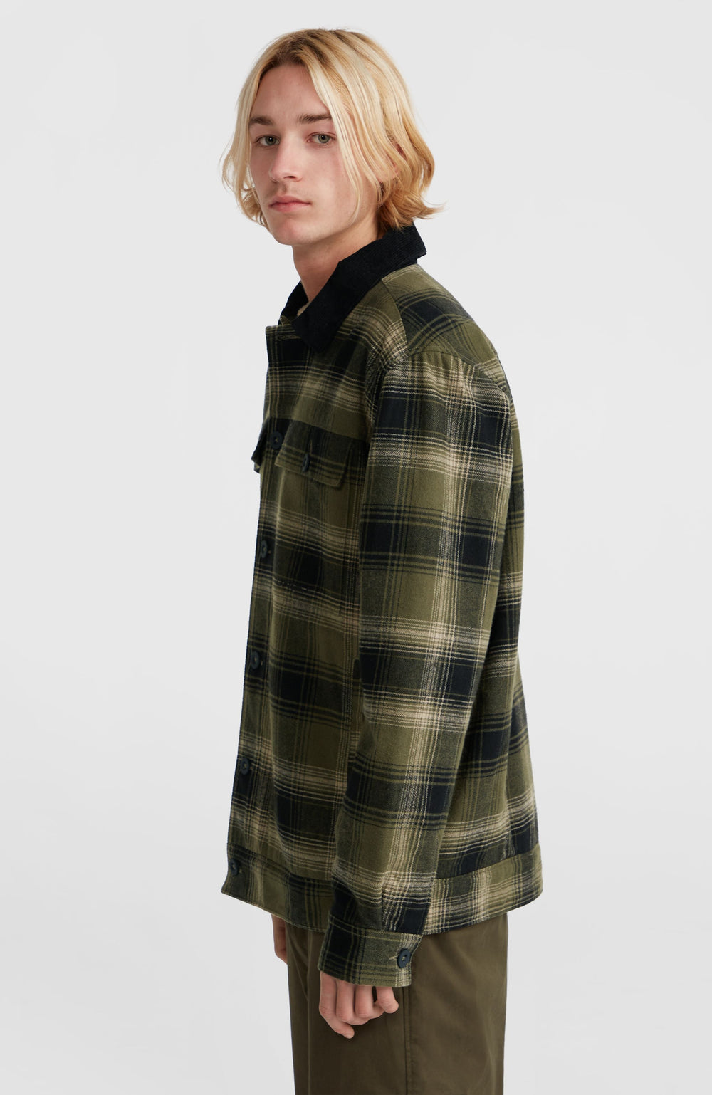 Fleece-Lined Jacket Green Check Small