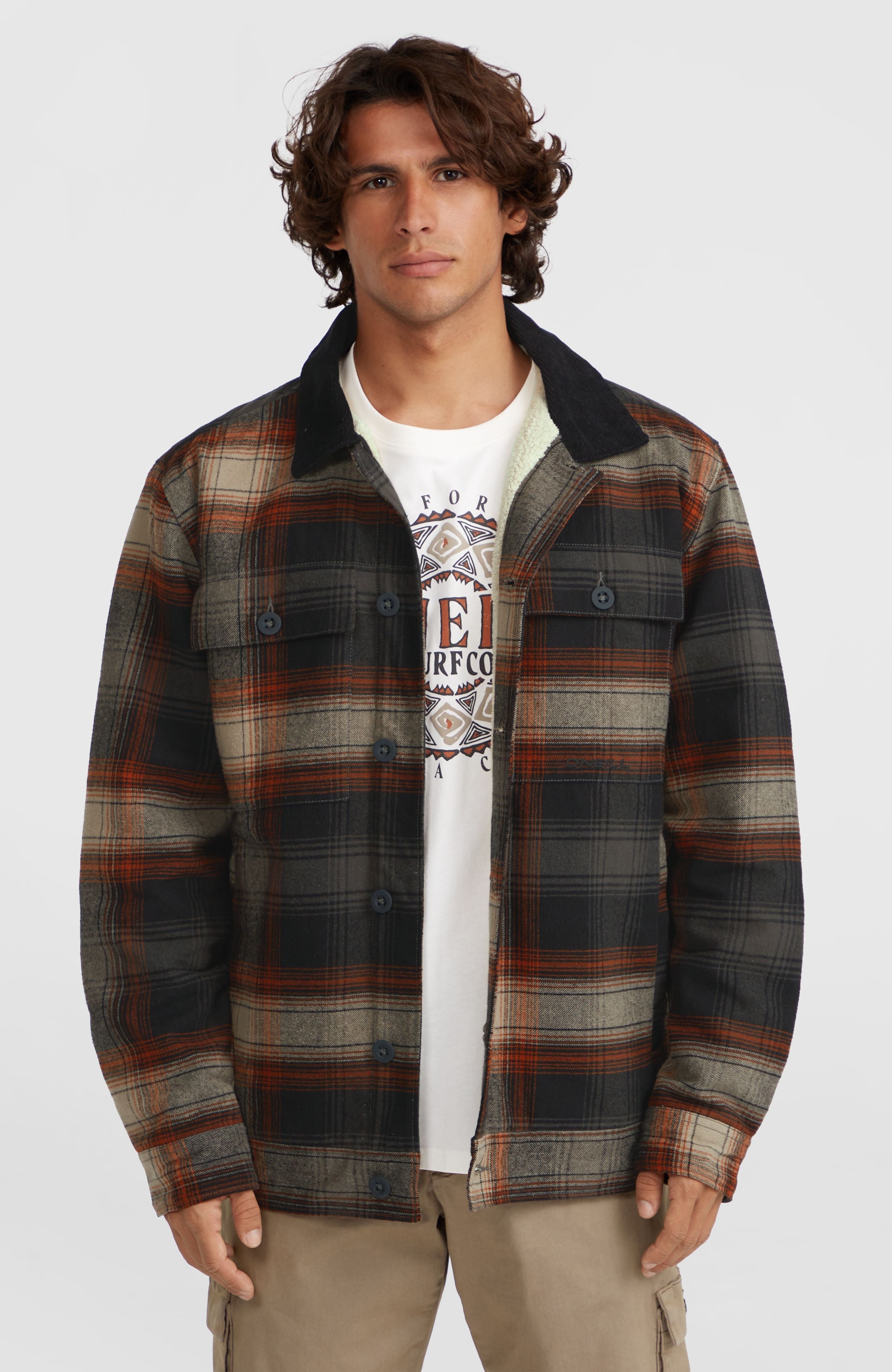 Fleece-Lined Jacket Grey Check Small