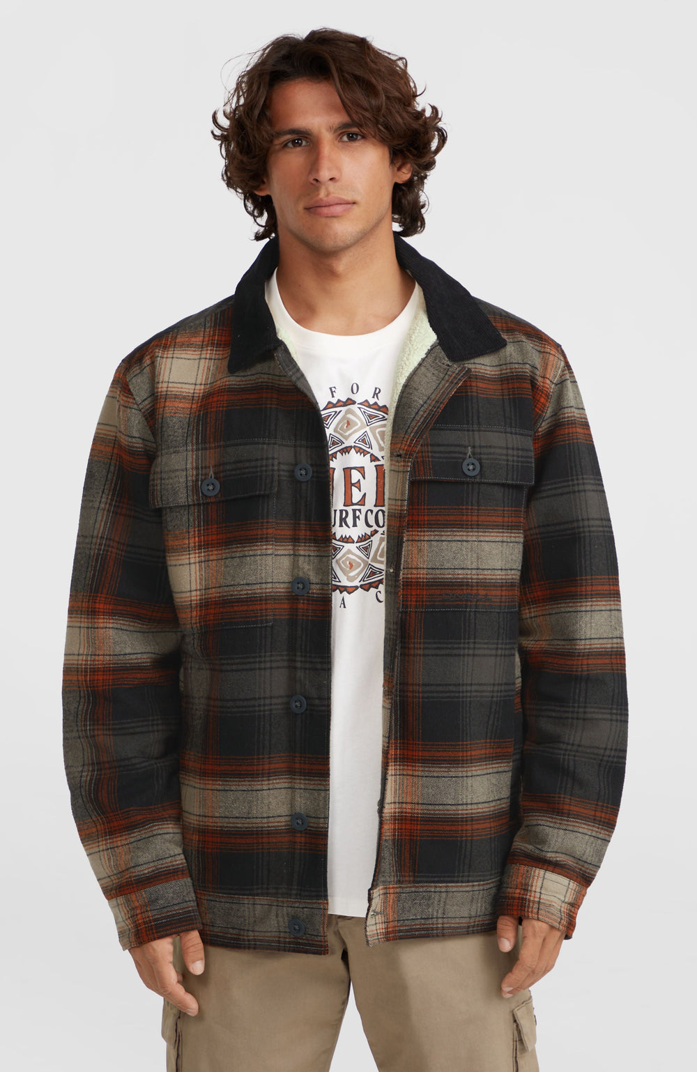 Fleece-Lined Jacket Grey Check Small