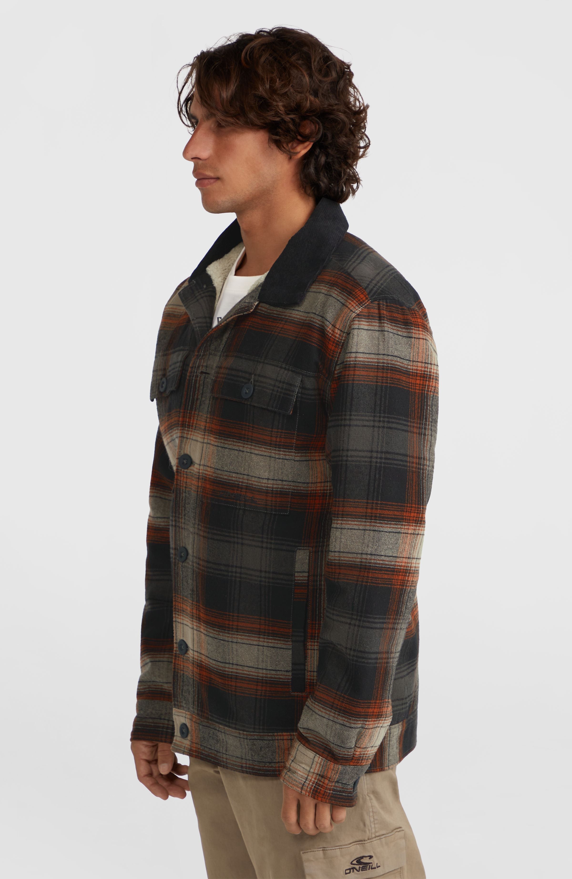 Fleece-Lined Jacket Grey Check Small