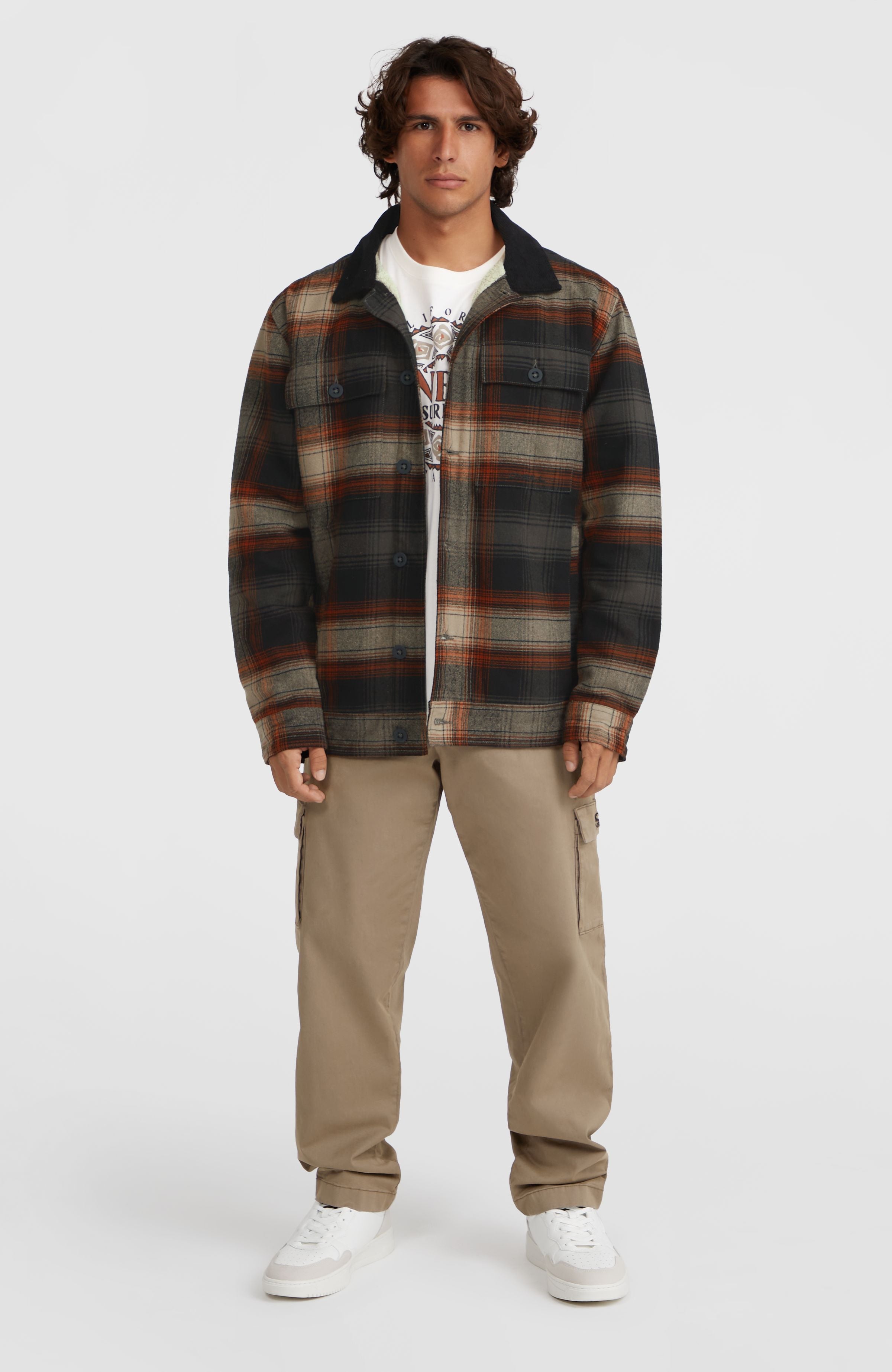 Fleece-Lined Jacket Grey Check Small