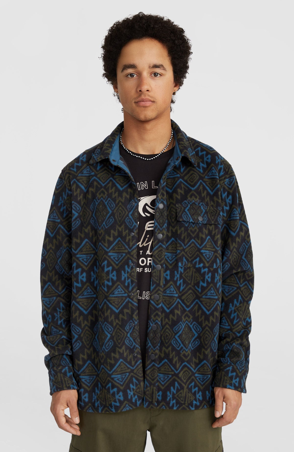 Superfleece Shirt Black Retro Ikat