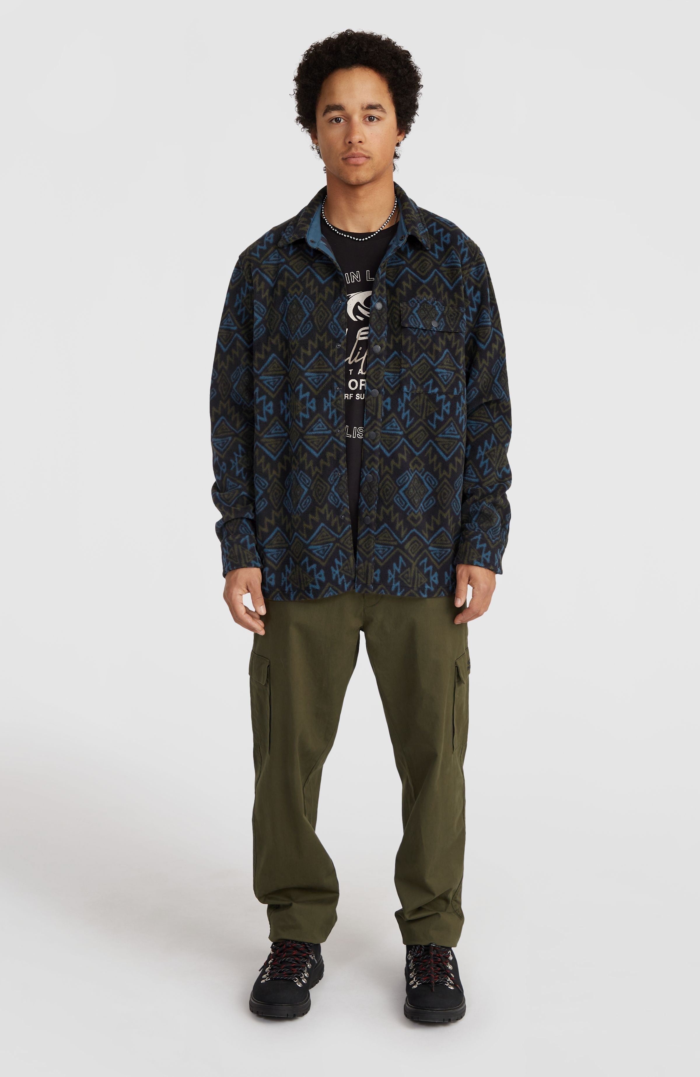 Superfleece Shirt Black Retro Ikat