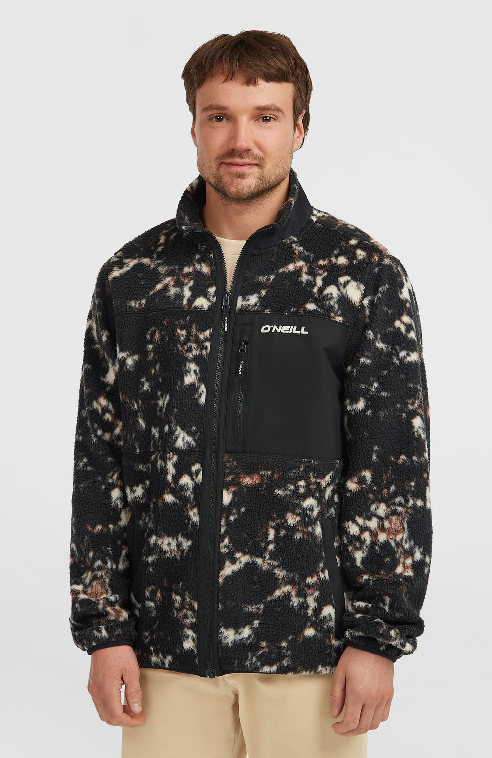 Must-Have High-Pile Full-Zip Fleece Black/Beige Quarry