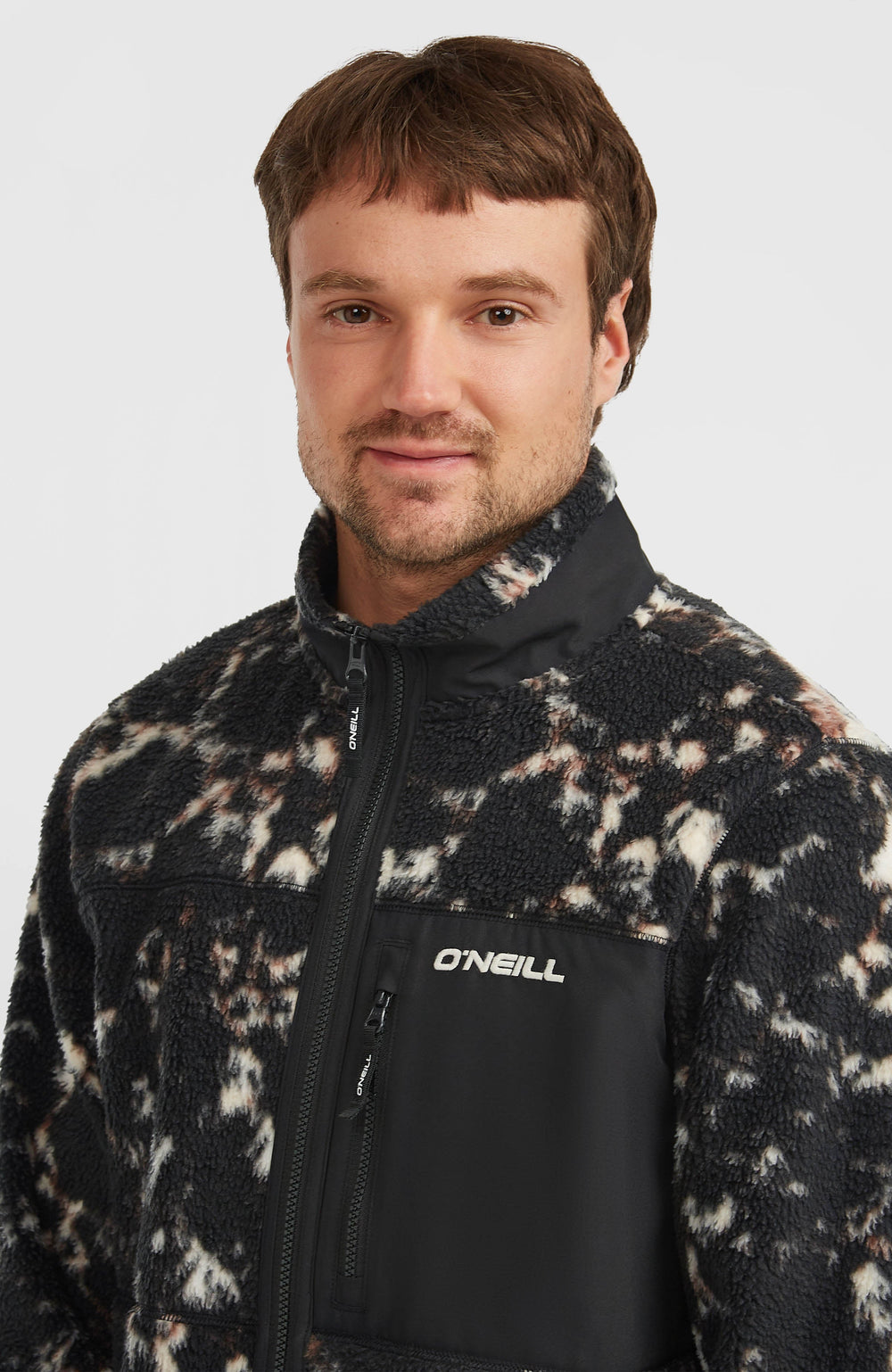 Must-Have High-Pile Full-Zip Fleece Black/Beige Quarry