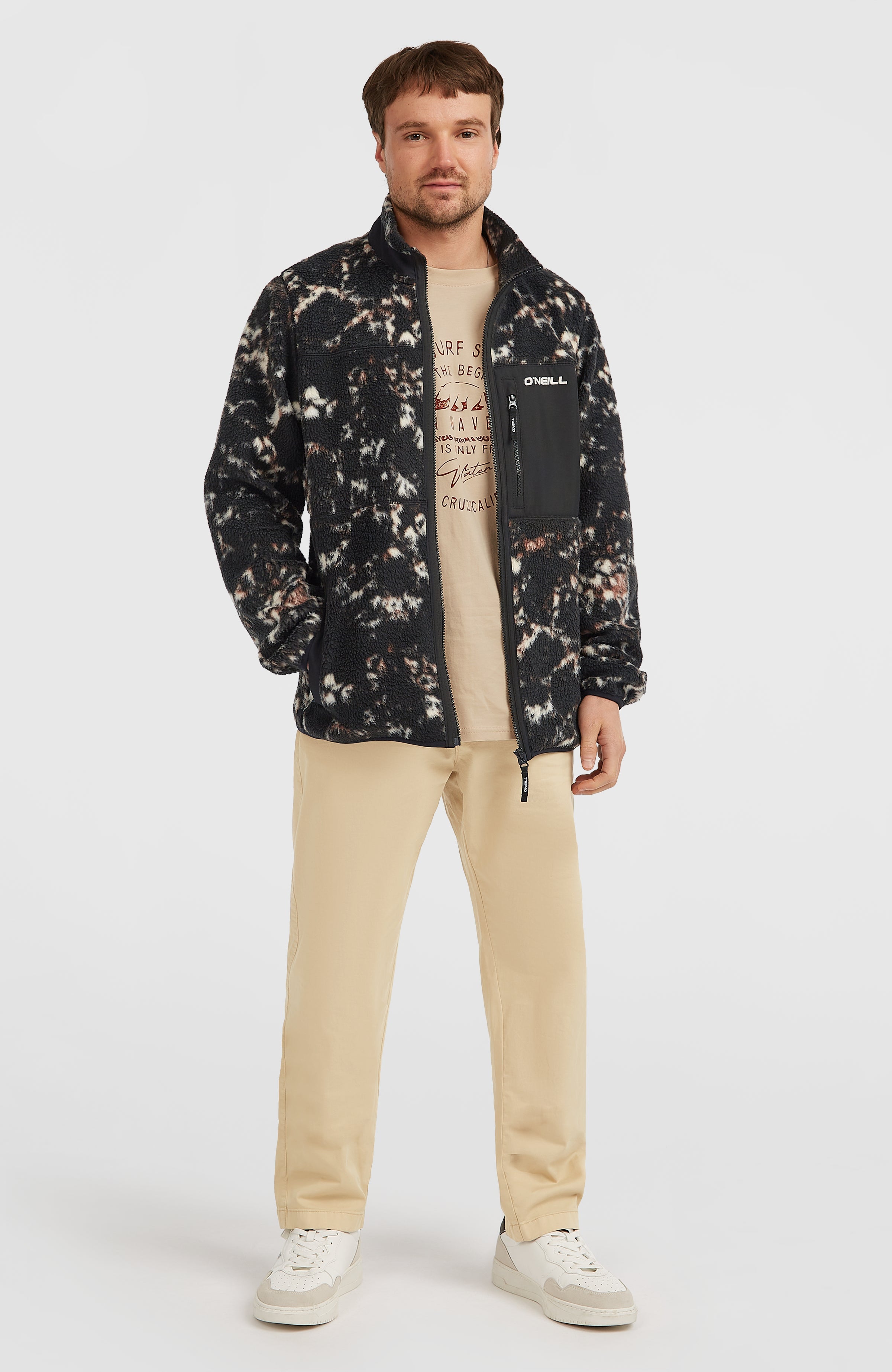 Must-Have High-Pile Full-Zip Fleece Black/Beige Quarry