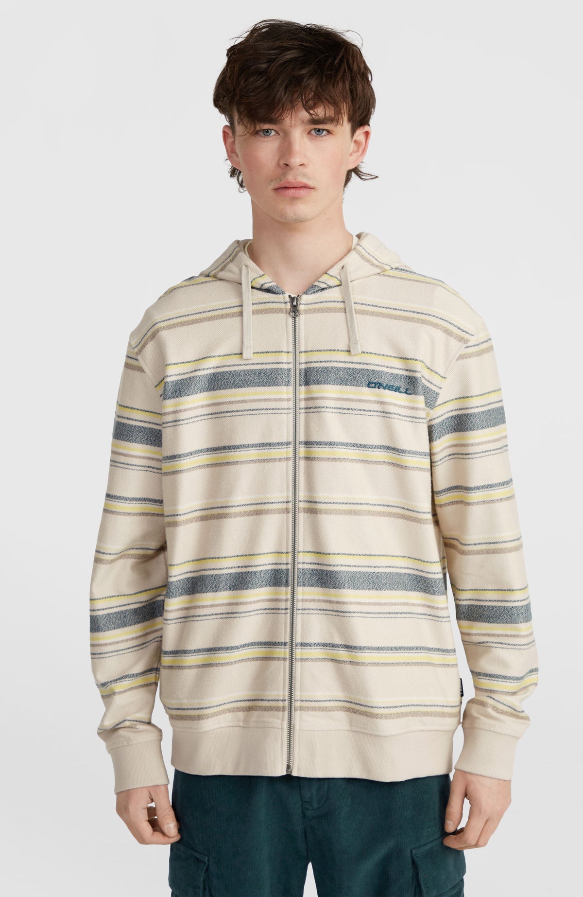 Bavaro Full-Zip Hoodie Grey Vintage Stripe