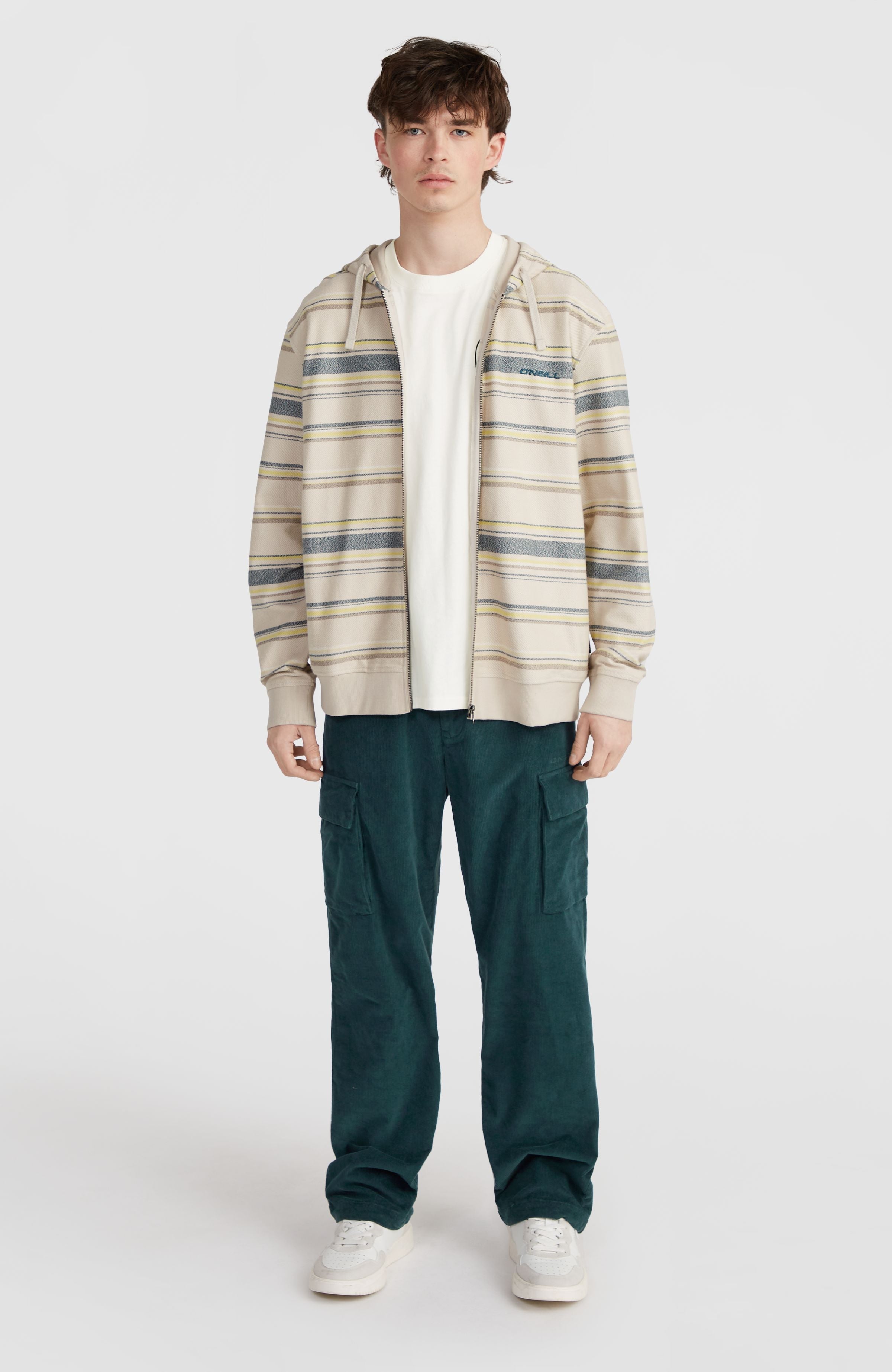 Bavaro Full-Zip Hoodie Grey Vintage Stripe