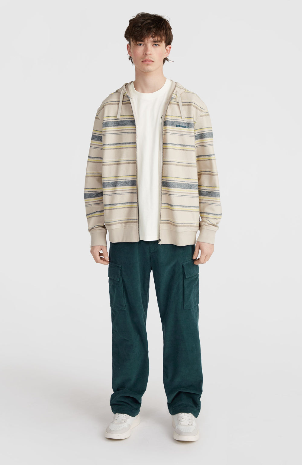 Bavaro Full-Zip Hoodie Grey Vintage Stripe