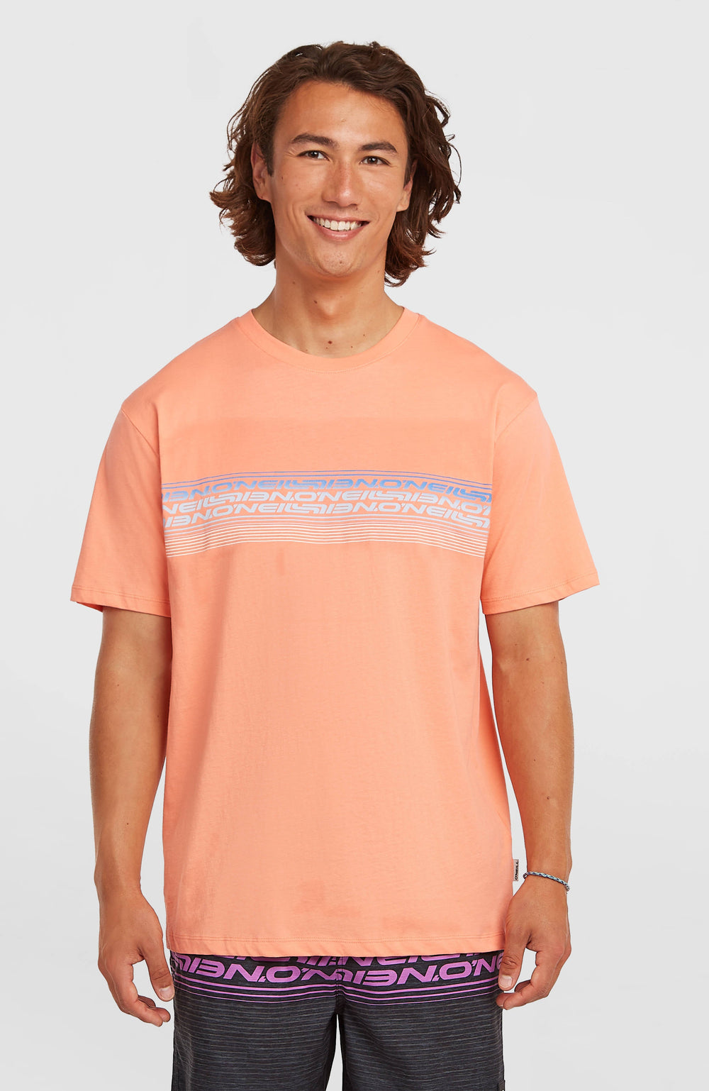 O’Neill Logo Stripe T-Shirt Funky Peach