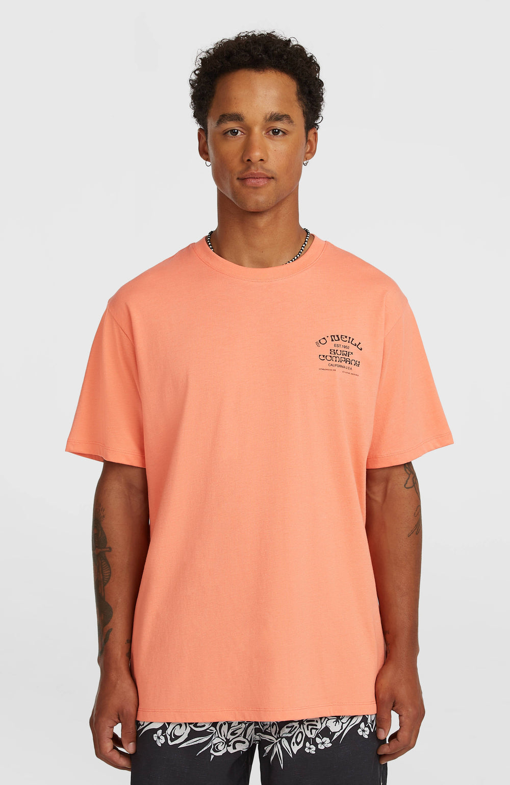 Melange Chest Print T-Shirt Funky Peach
