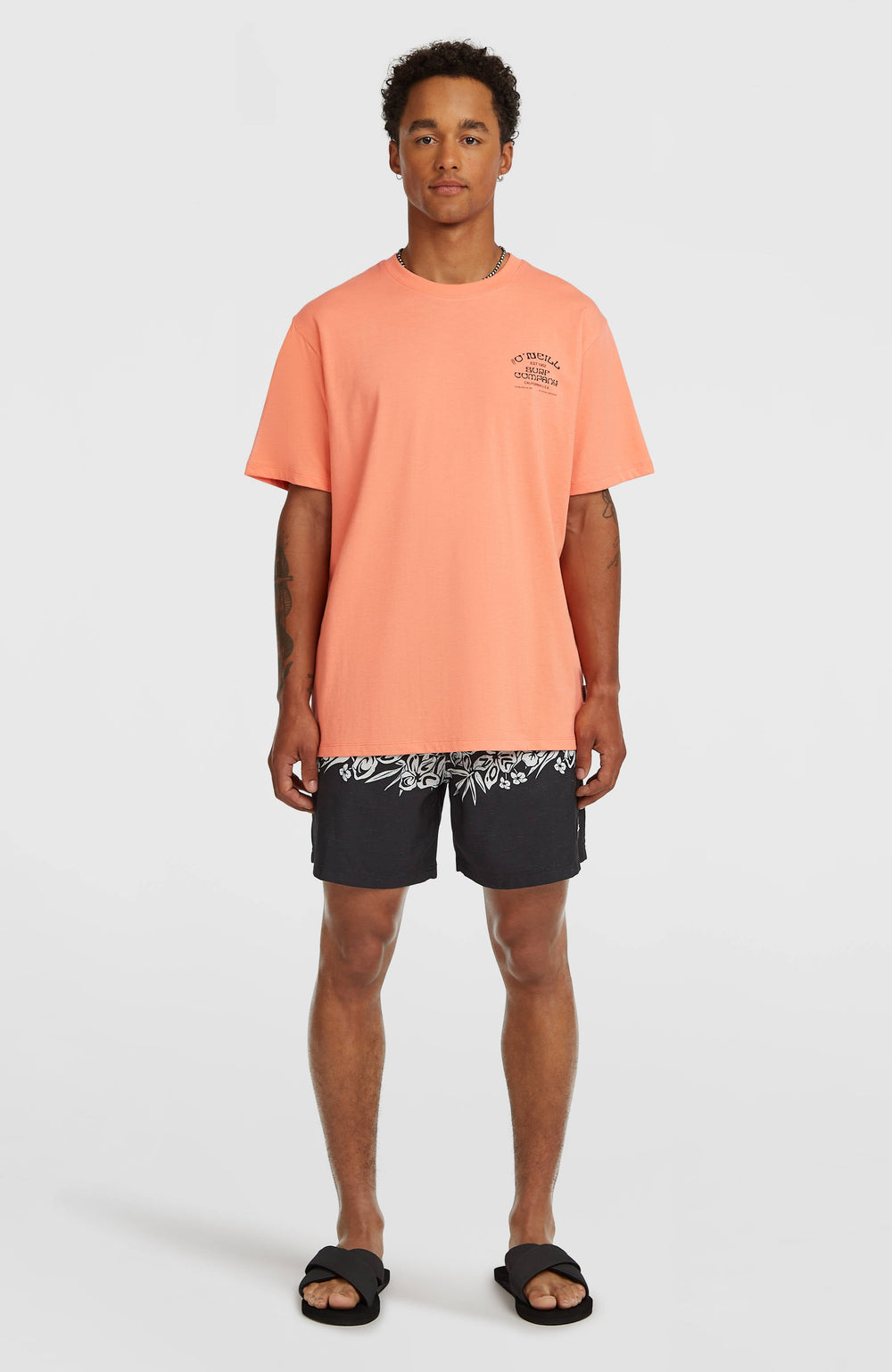 Melange Chest Print T-Shirt Funky Peach