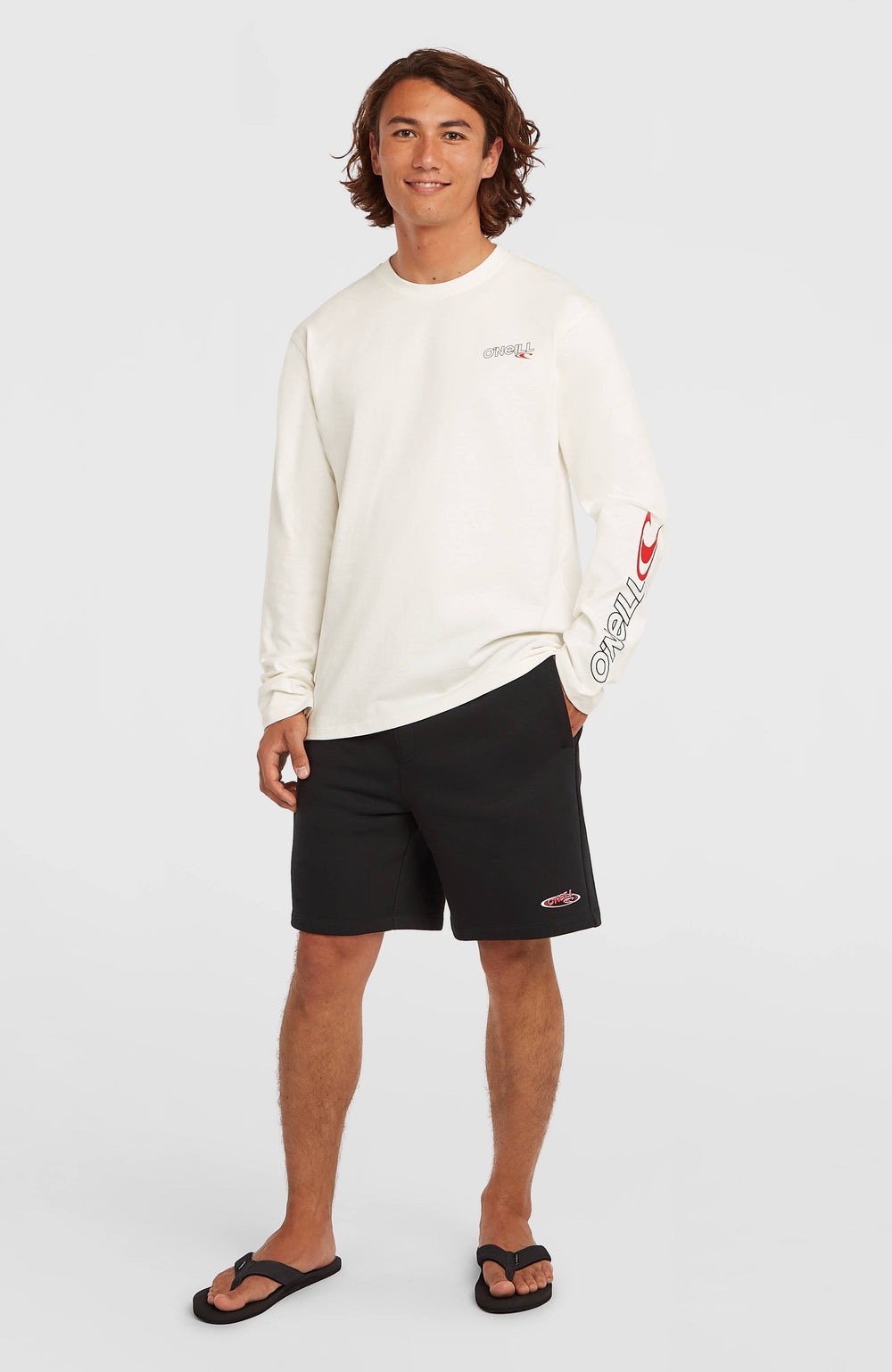 Essentials 90s Logo Long-Sleeve T-Shirt Snow White