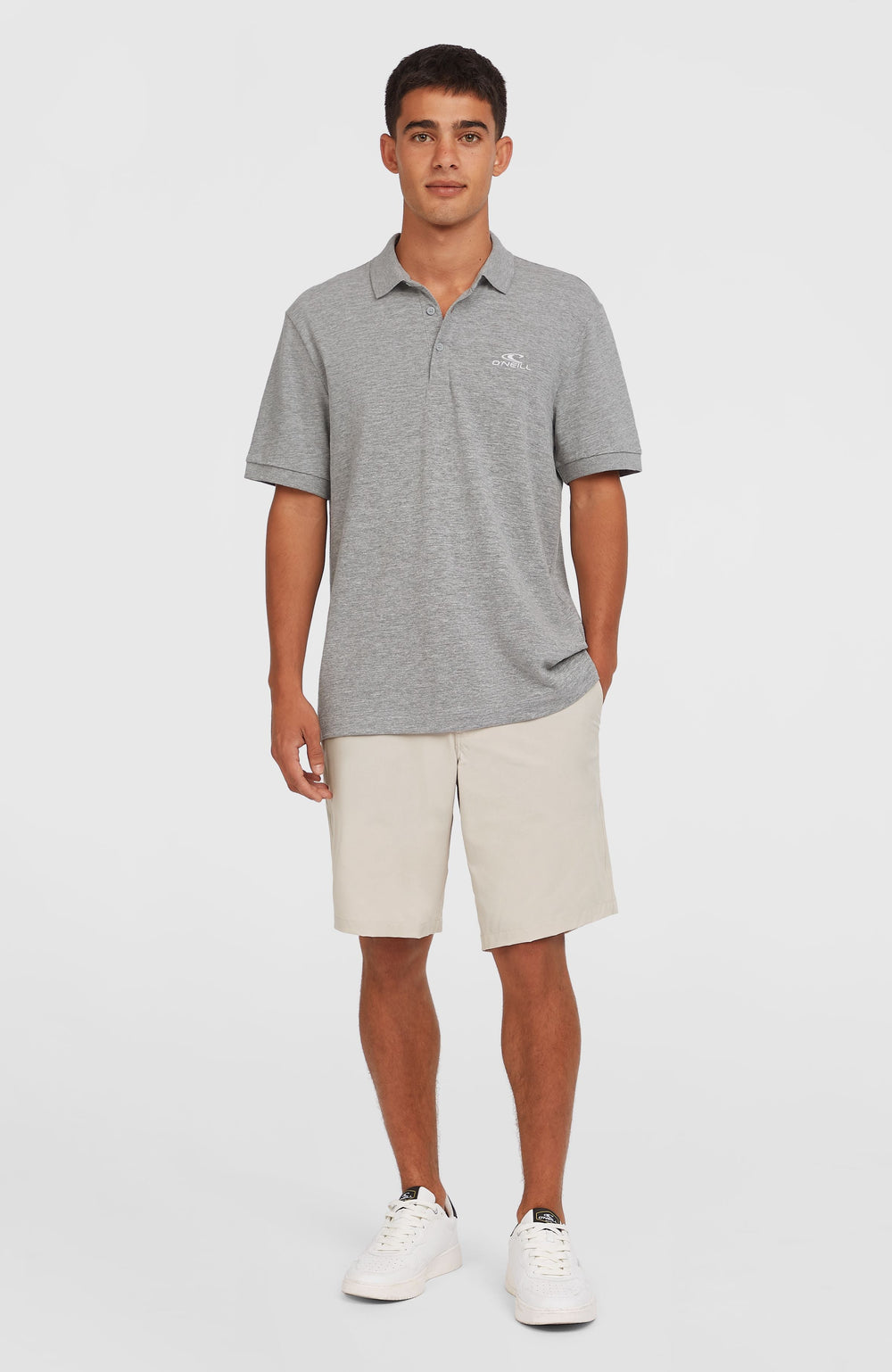 Slub Small Logo Polo Silver Melee