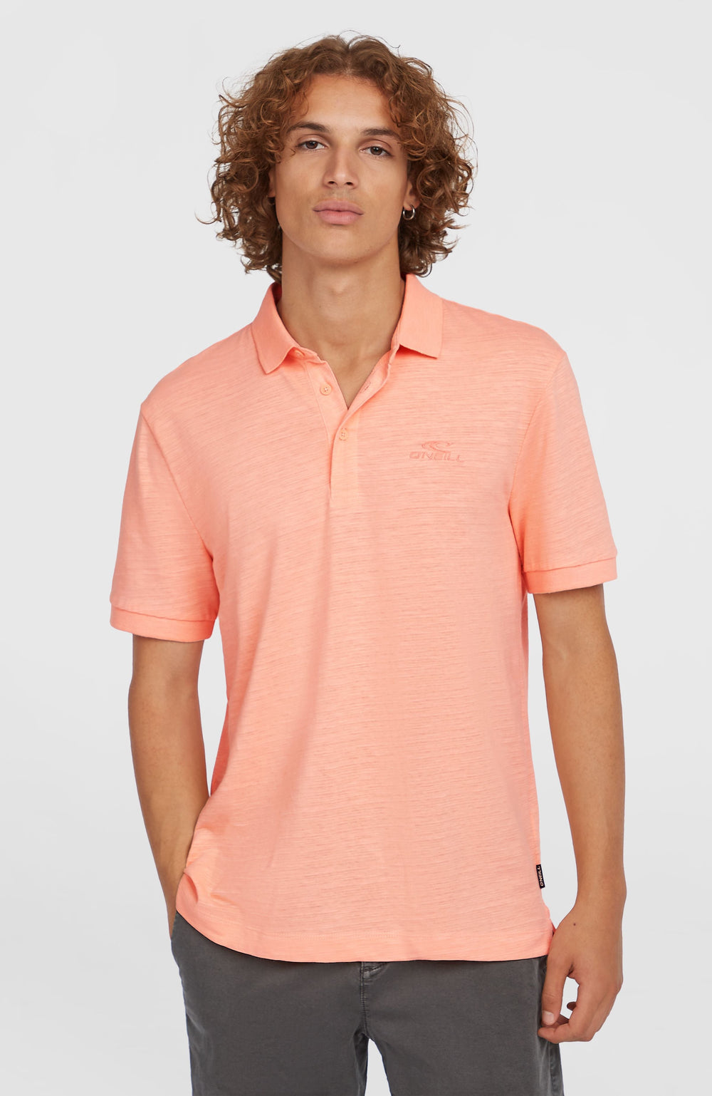 Slub Small Logo Polo Coral Pop