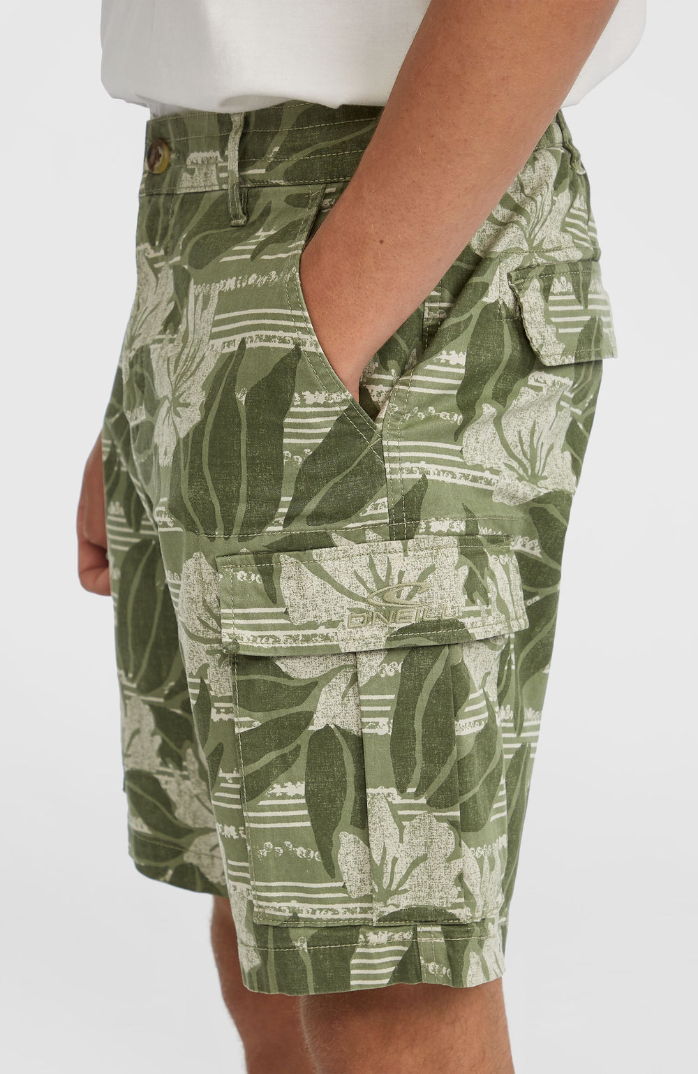 Essentials Cargo Shorts Green Tonal Dusty Flower