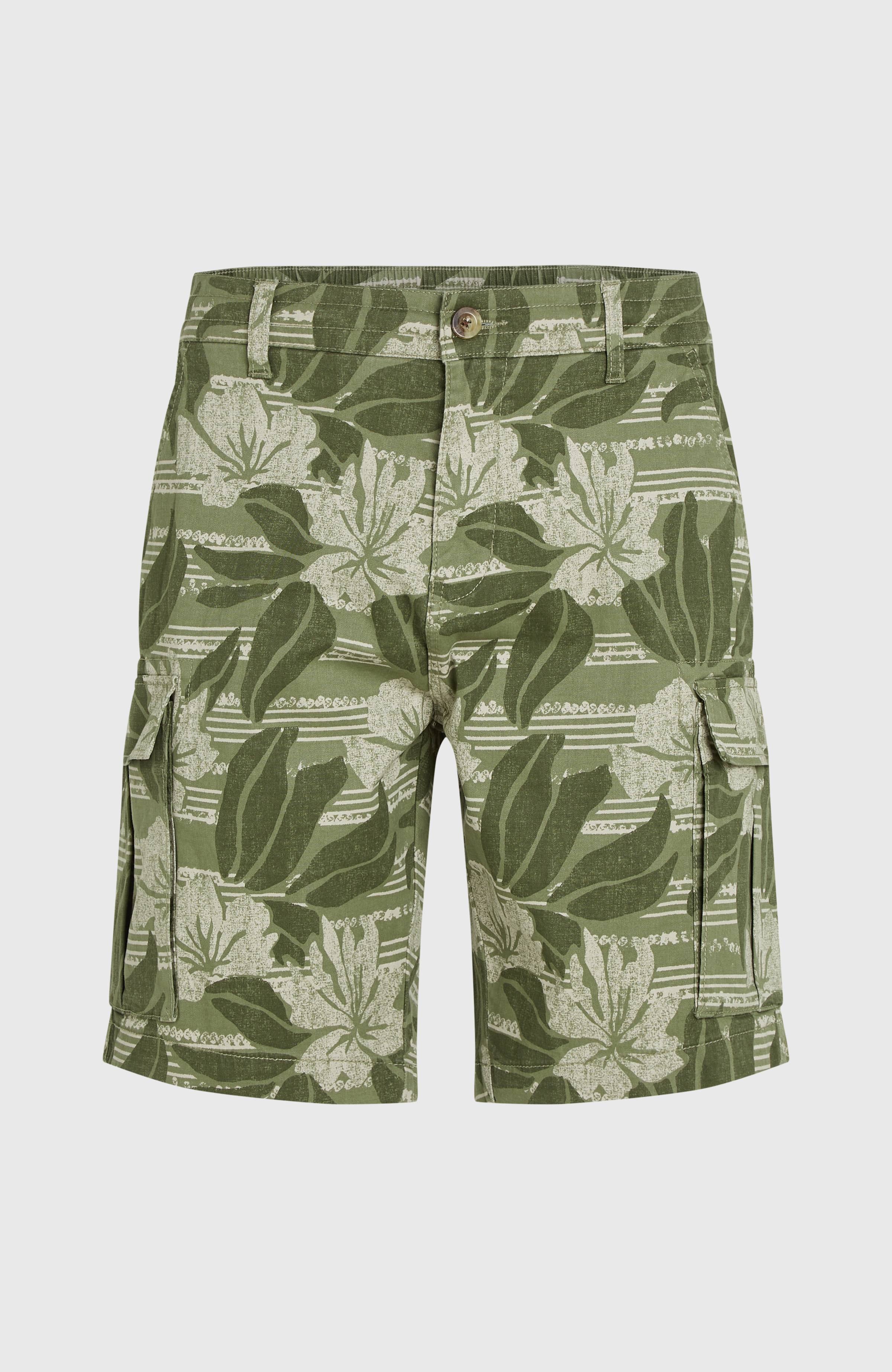 Essentials Cargo Shorts Green Tonal Dusty Flower