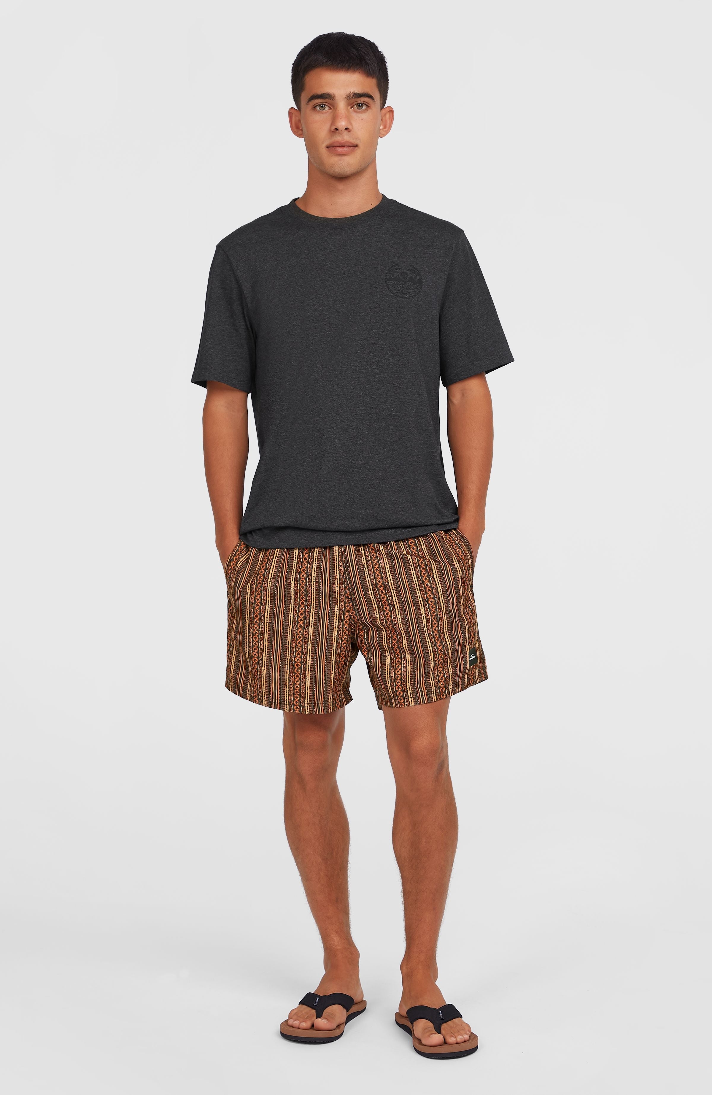 Cali Print 15'' Swim Shorts Orange Pressed Lines
