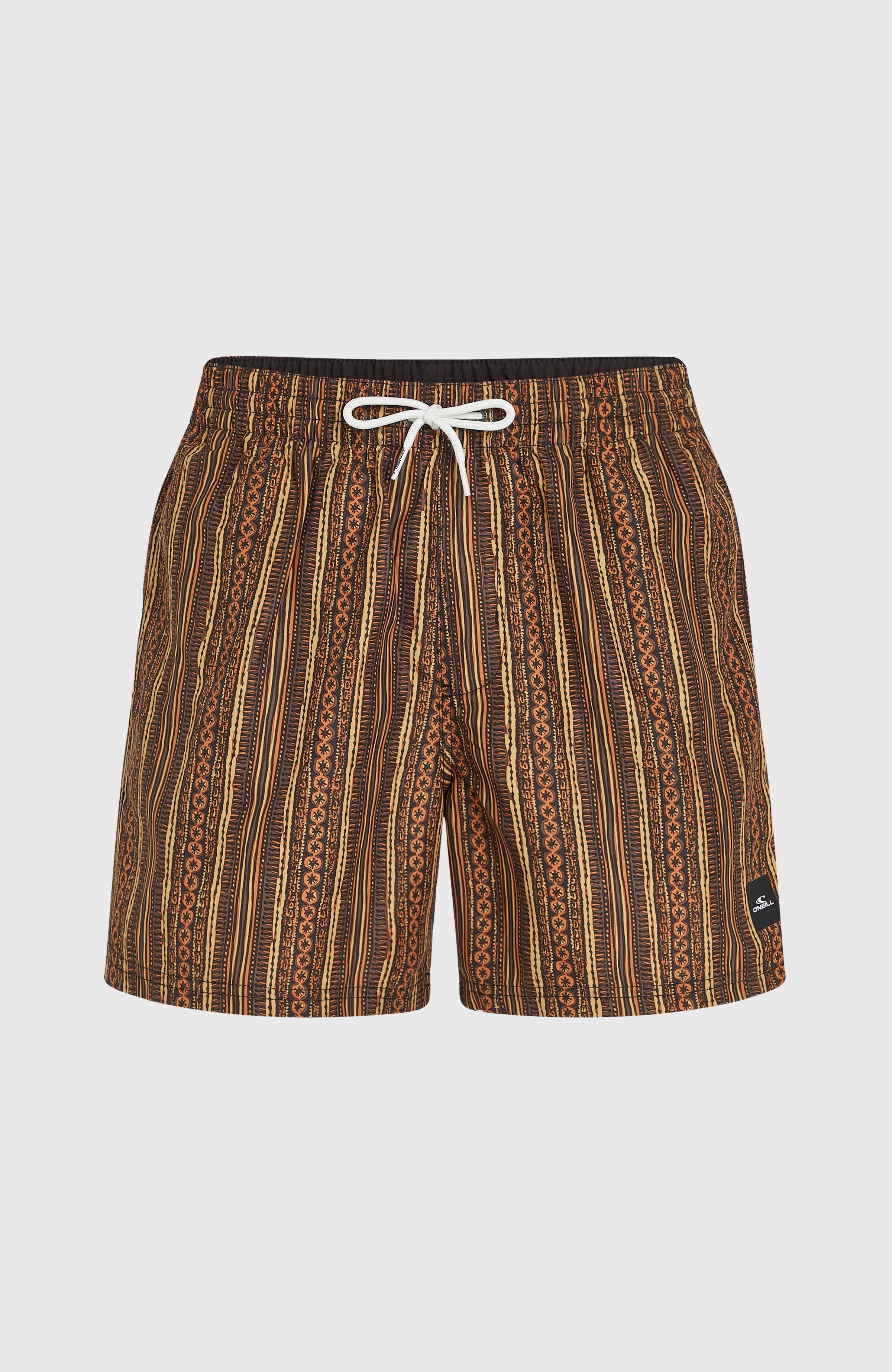 Cali Print 15'' Swim Shorts Orange Pressed Lines