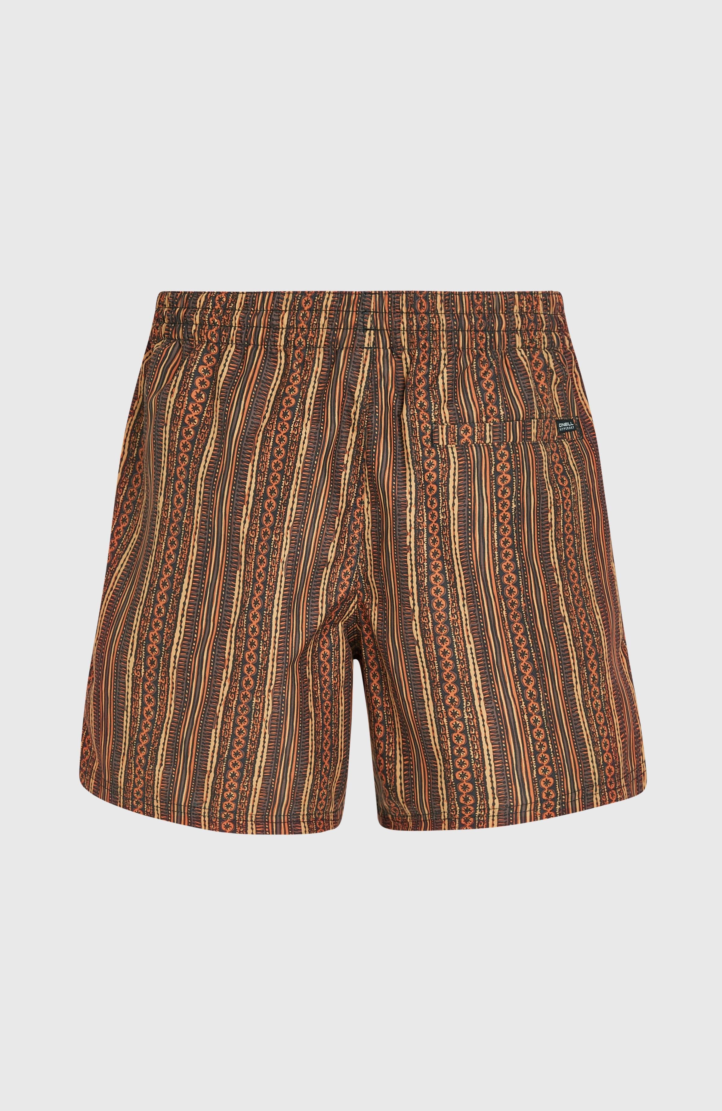 Cali Print 15'' Swim Shorts Orange Pressed Lines
