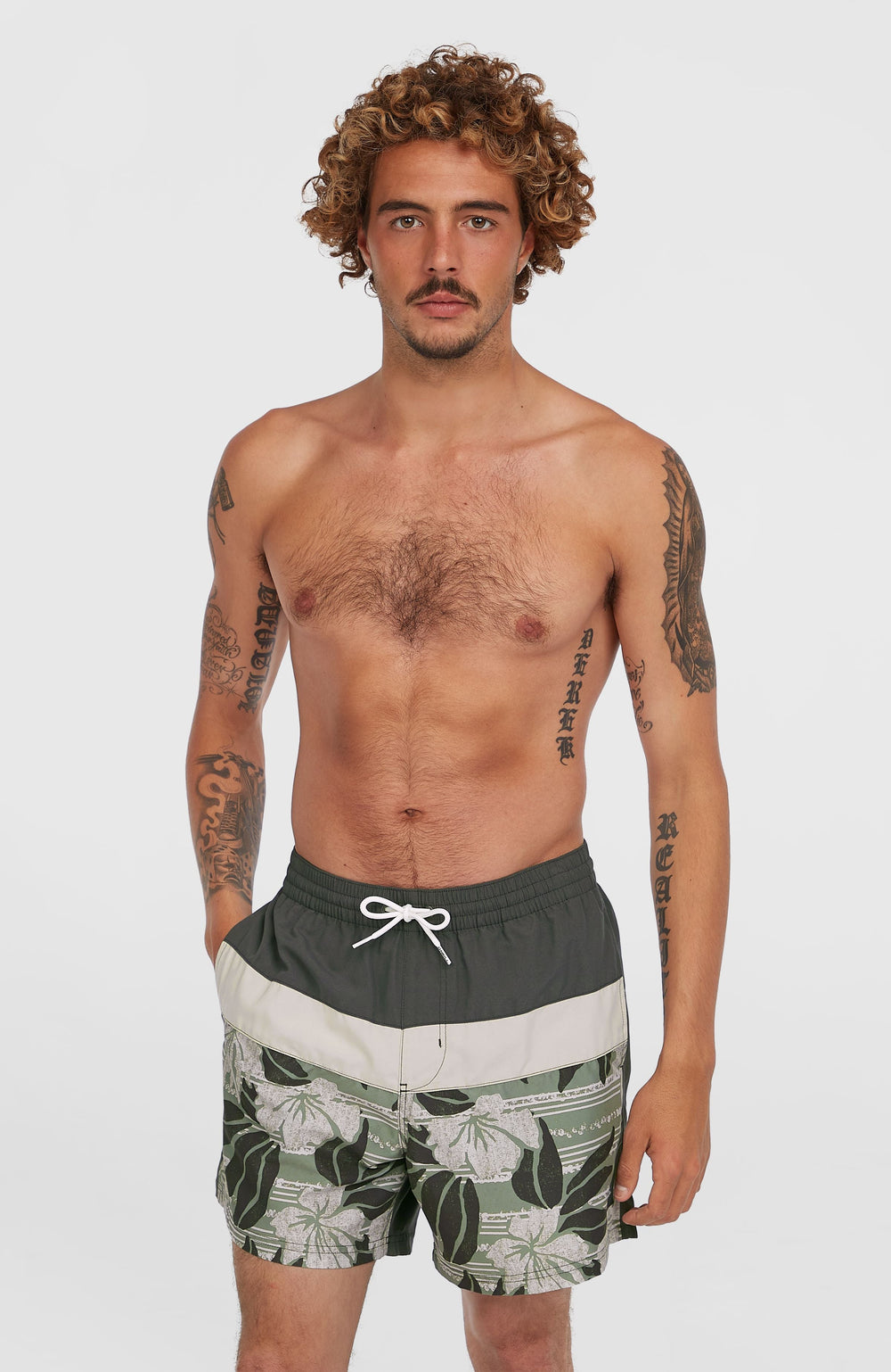 Cali Block 15'' Swim Shorts Green Dusty Flower