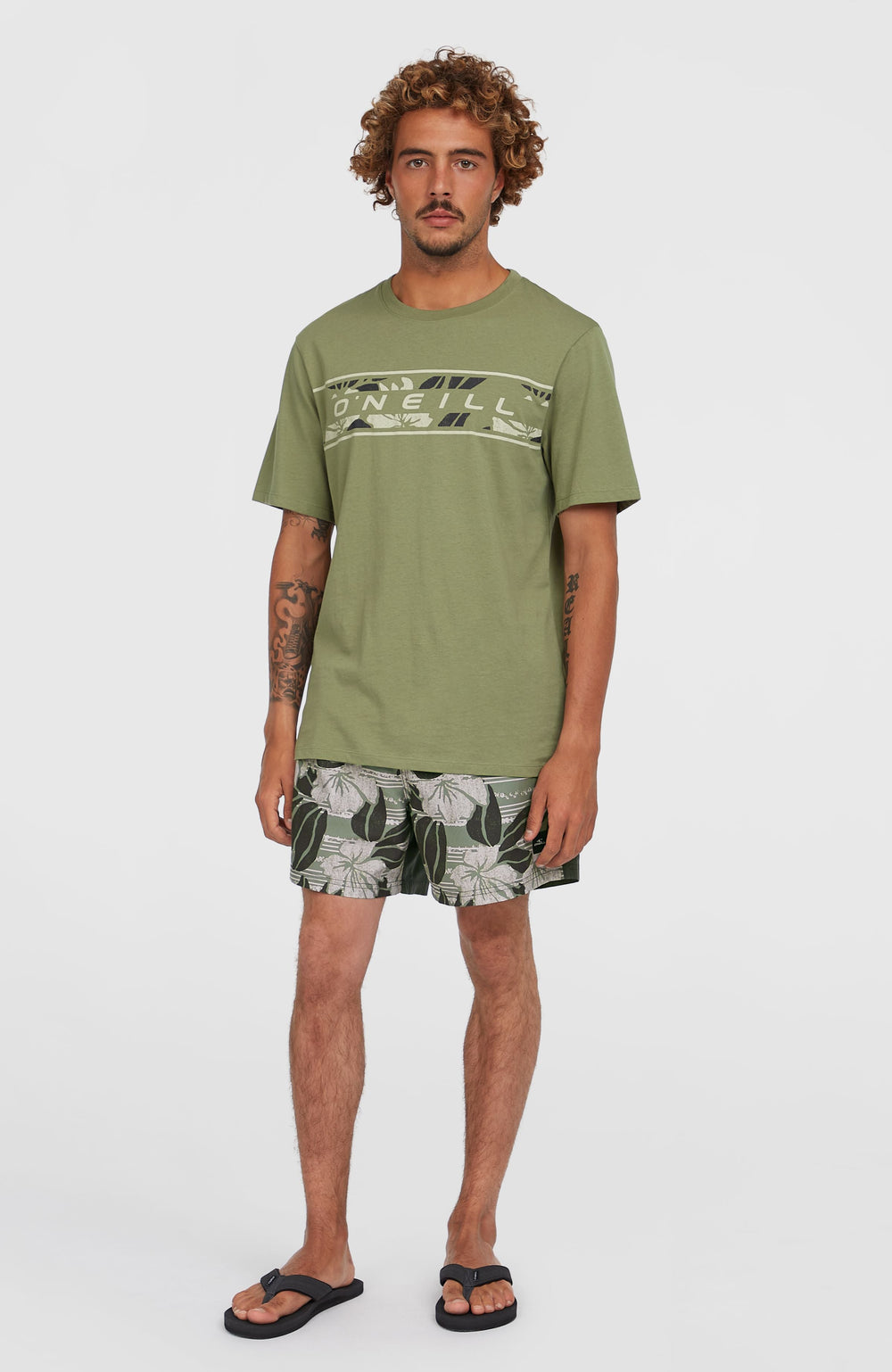Cali Block 15'' Swim Shorts Green Dusty Flower