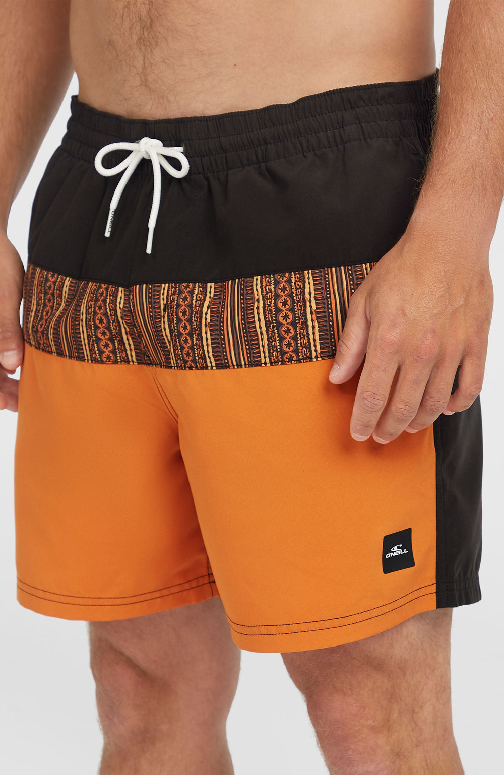 Cali Block 15'' Swim Shorts Orange Pressed Lines