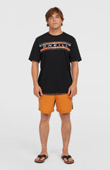 Cali Block 15'' Swim Shorts Orange Pressed Lines