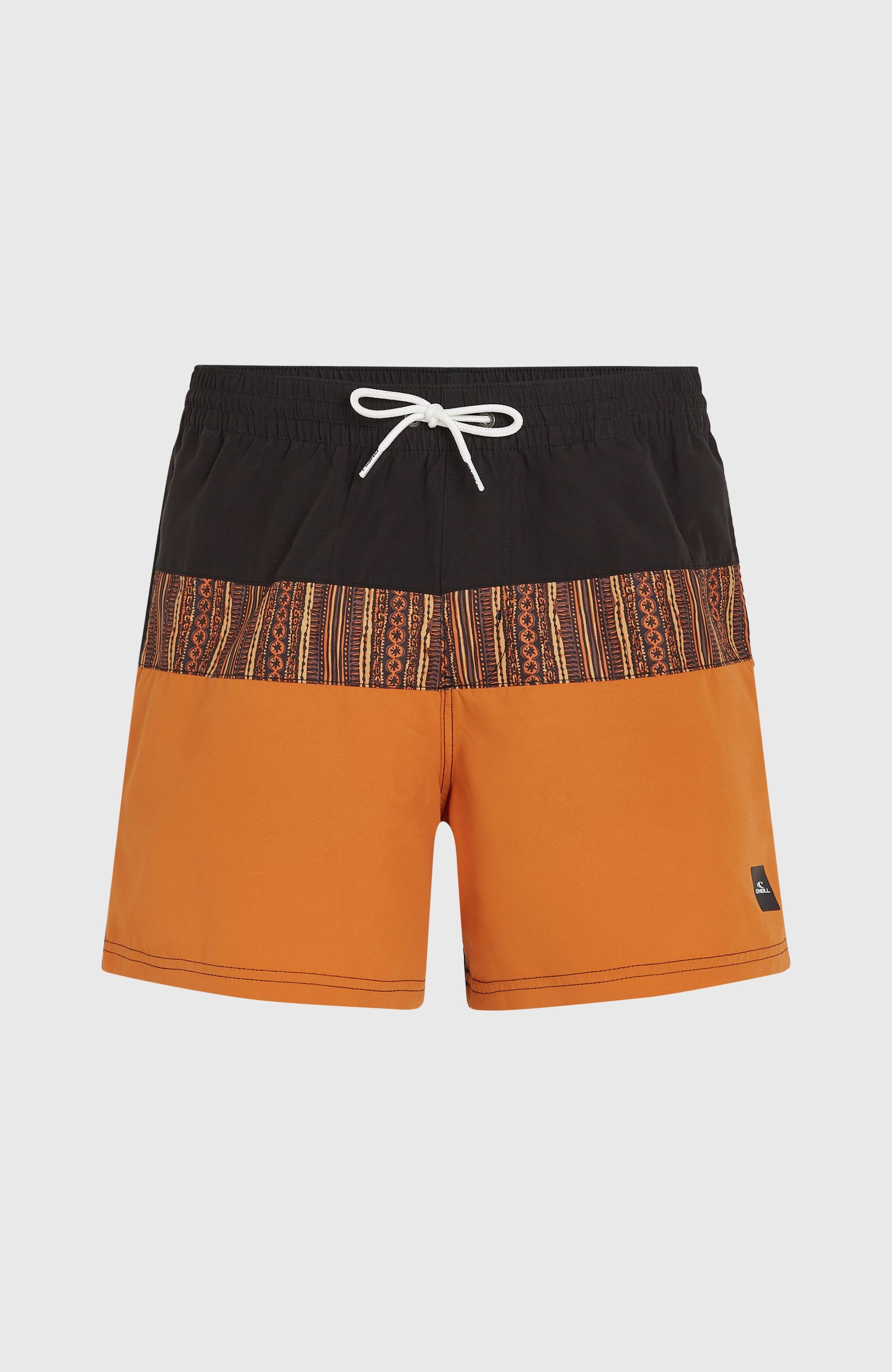 Cali Block 15'' Swim Shorts Orange Pressed Lines