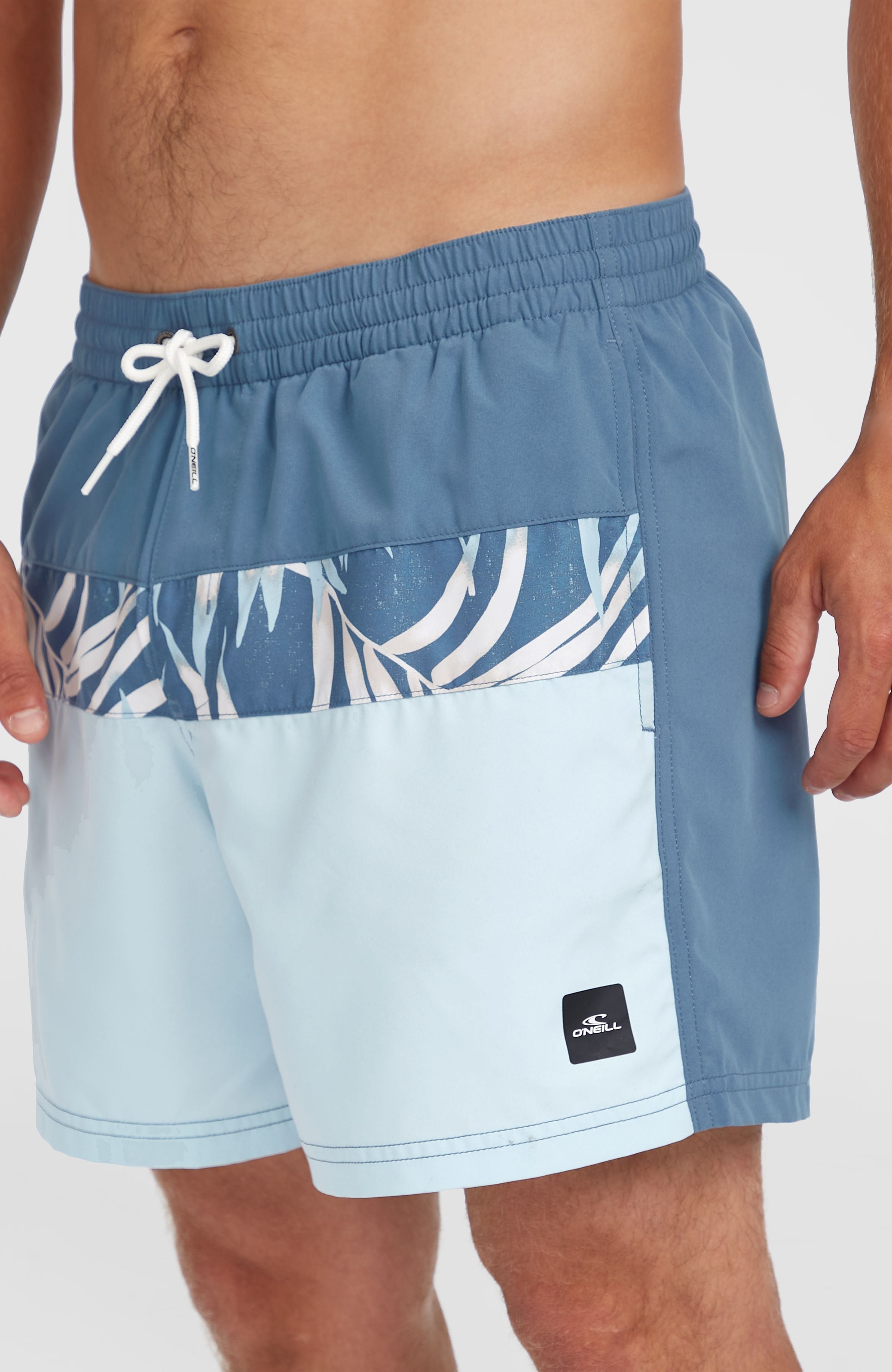 Cali Block 15'' Swim Shorts Blue Dipped Leaves
