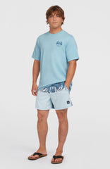 Cali Block 15'' Swim Shorts Blue Dipped Leaves